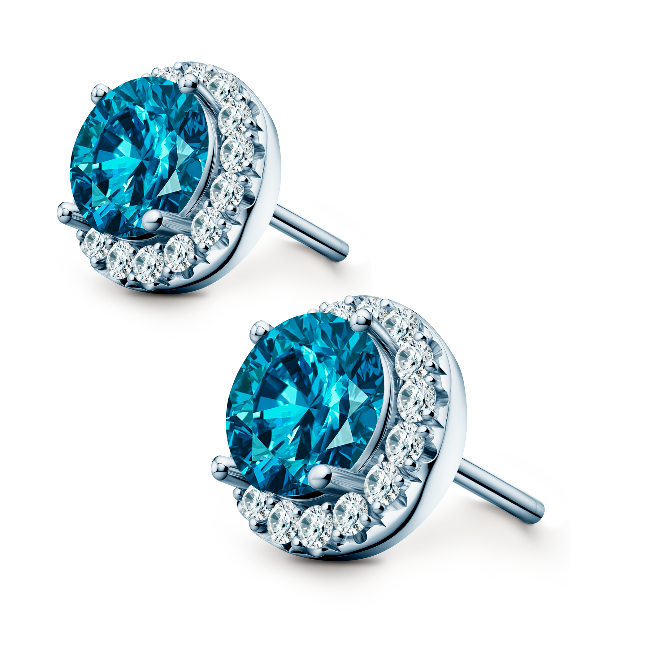 Kolczyki This is Love: białe złoto, niebieskie diamenty laboratoryjne, diamenty laboratoryjne - 3