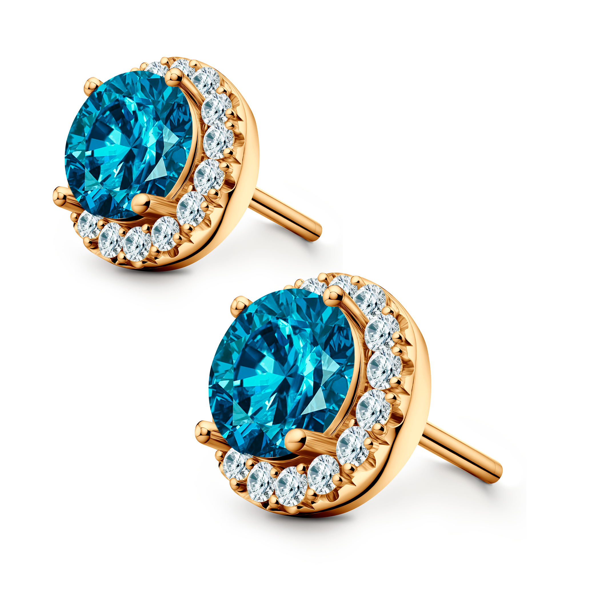 Kolczyki This is Love: złote, niebieskie diamenty laboratoryjne, diamenty laboratoryjne