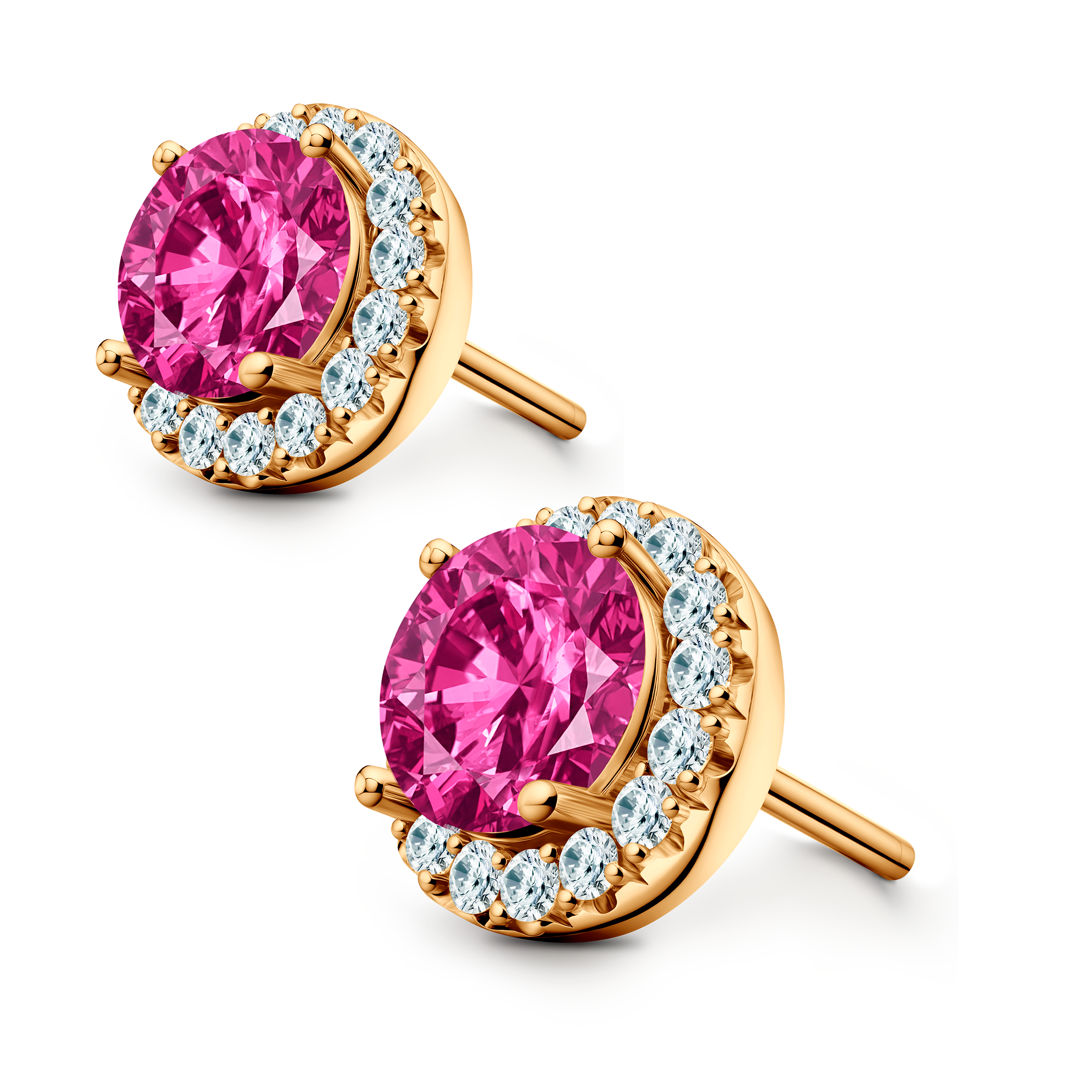 Kolczyki This is Love: złote, różowe diamenty laboratoryjne, diamenty laboratoryjne