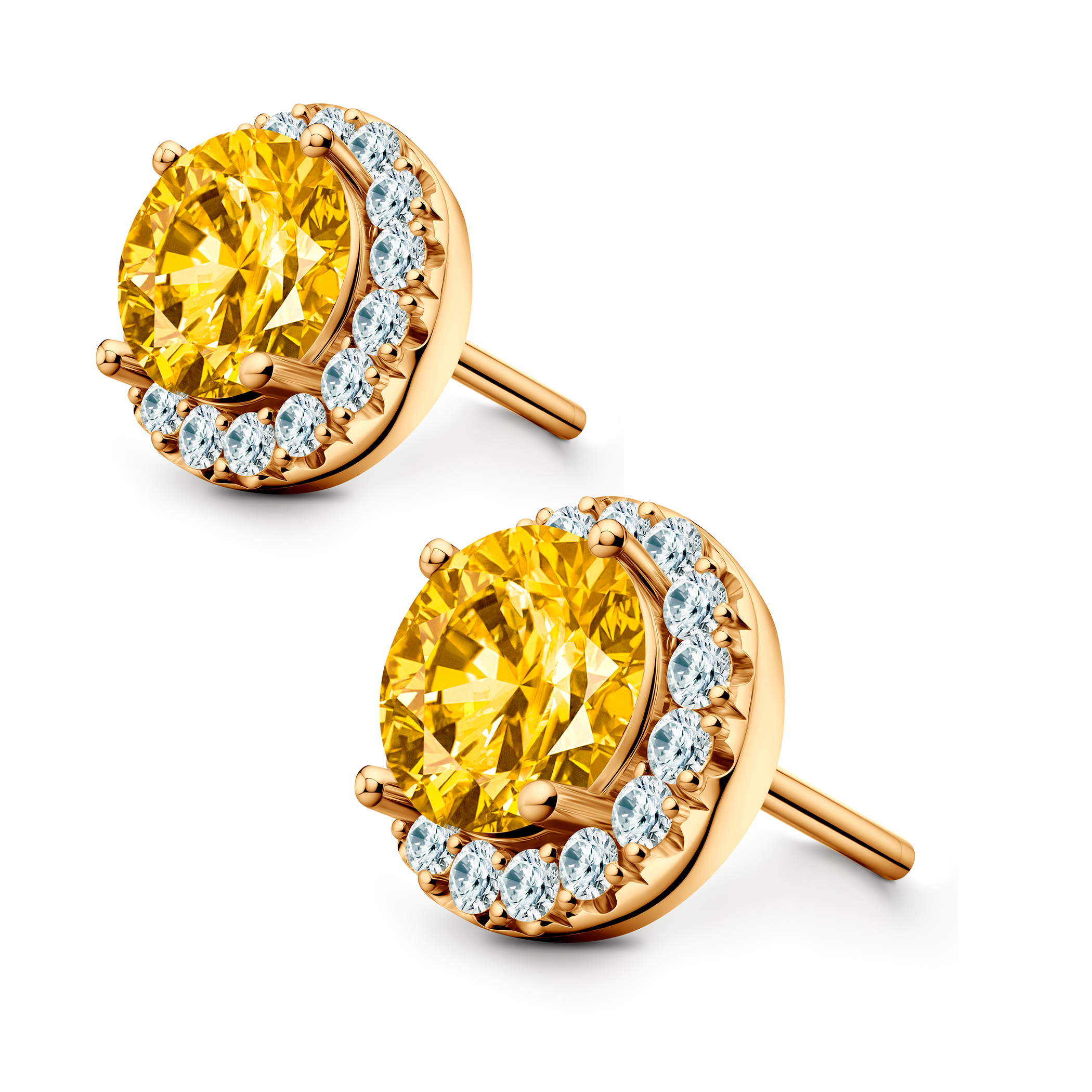 Kolczyki This is Love: złote, żółte diamenty laboratoryjne, diamenty laboratoryjne