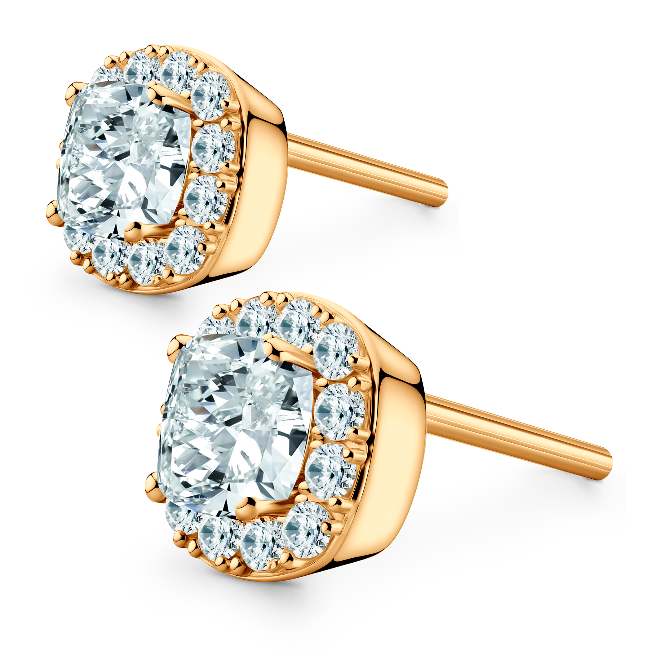 Kolczyki This is Love: złote, diamenty w szlifie poduszkowym - 3