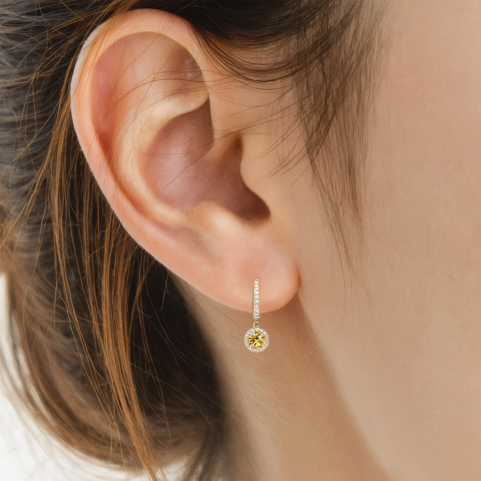 Kolczyki This is Love: złote, żółte diamenty laboratoryjne, diamenty laboratoryjne