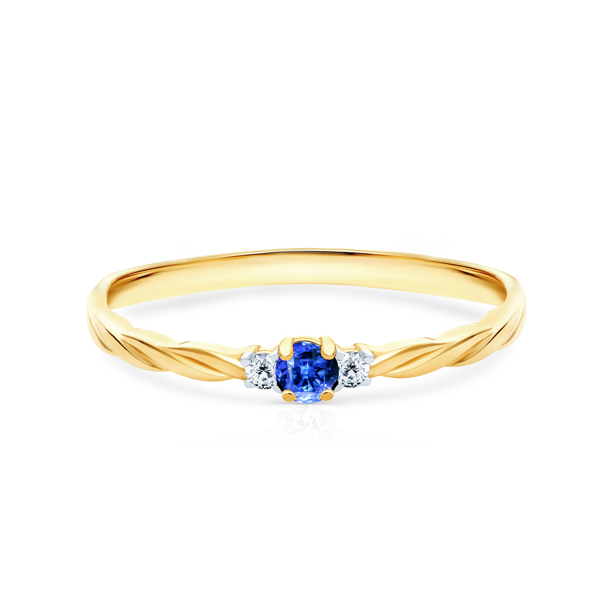 Zásnubní prsten SAVICKI: žluté zlato, modrý safír