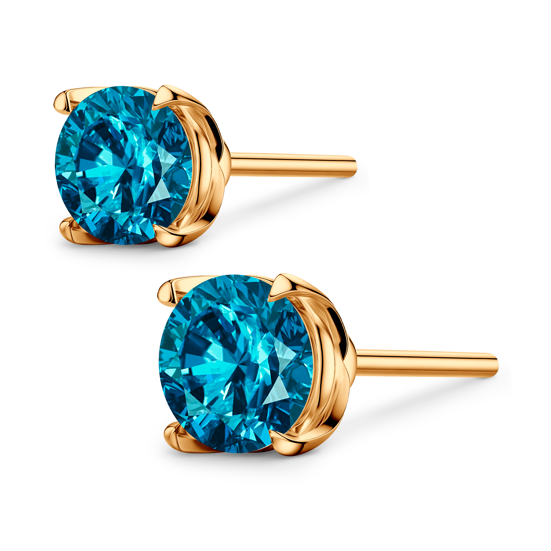 Kolczyki Share Your Love: złote, niebieskie diamenty laboratoryjne