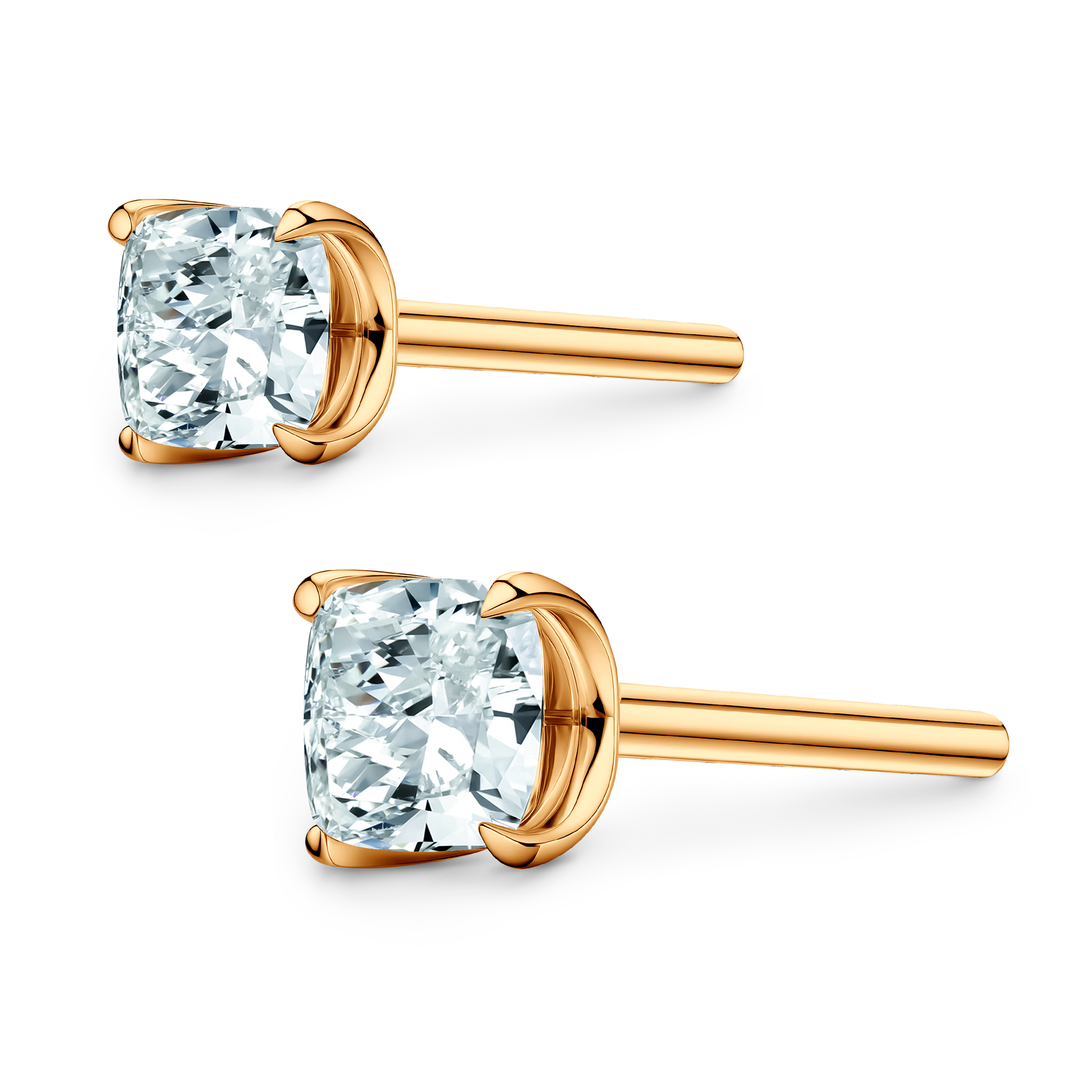 Kolczyki Share Your Love: złote, diamenty w szlifie poduszkowym - 3