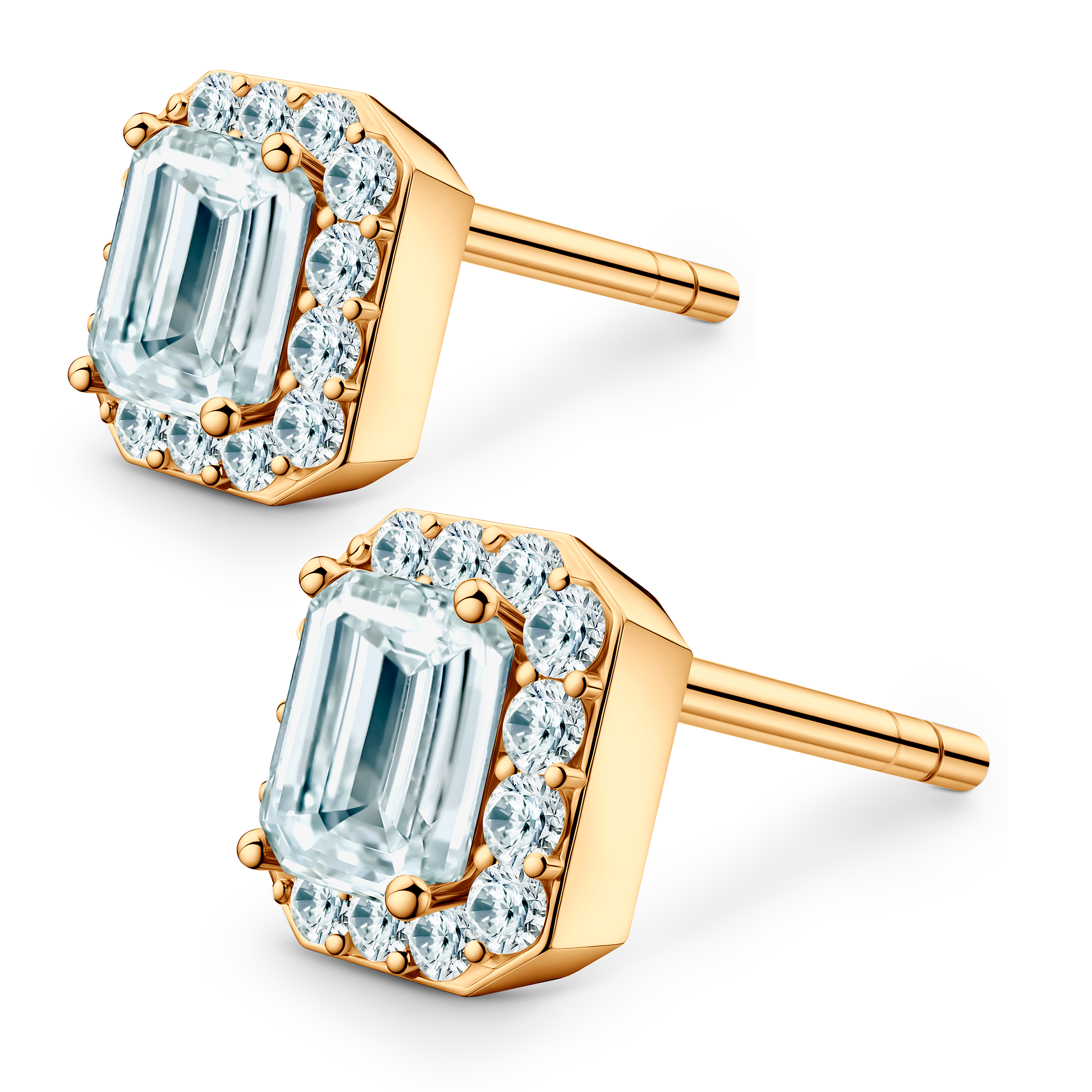 Kolczyki This is Love: złote, diamenty w szlifie szmaragdowym - 3