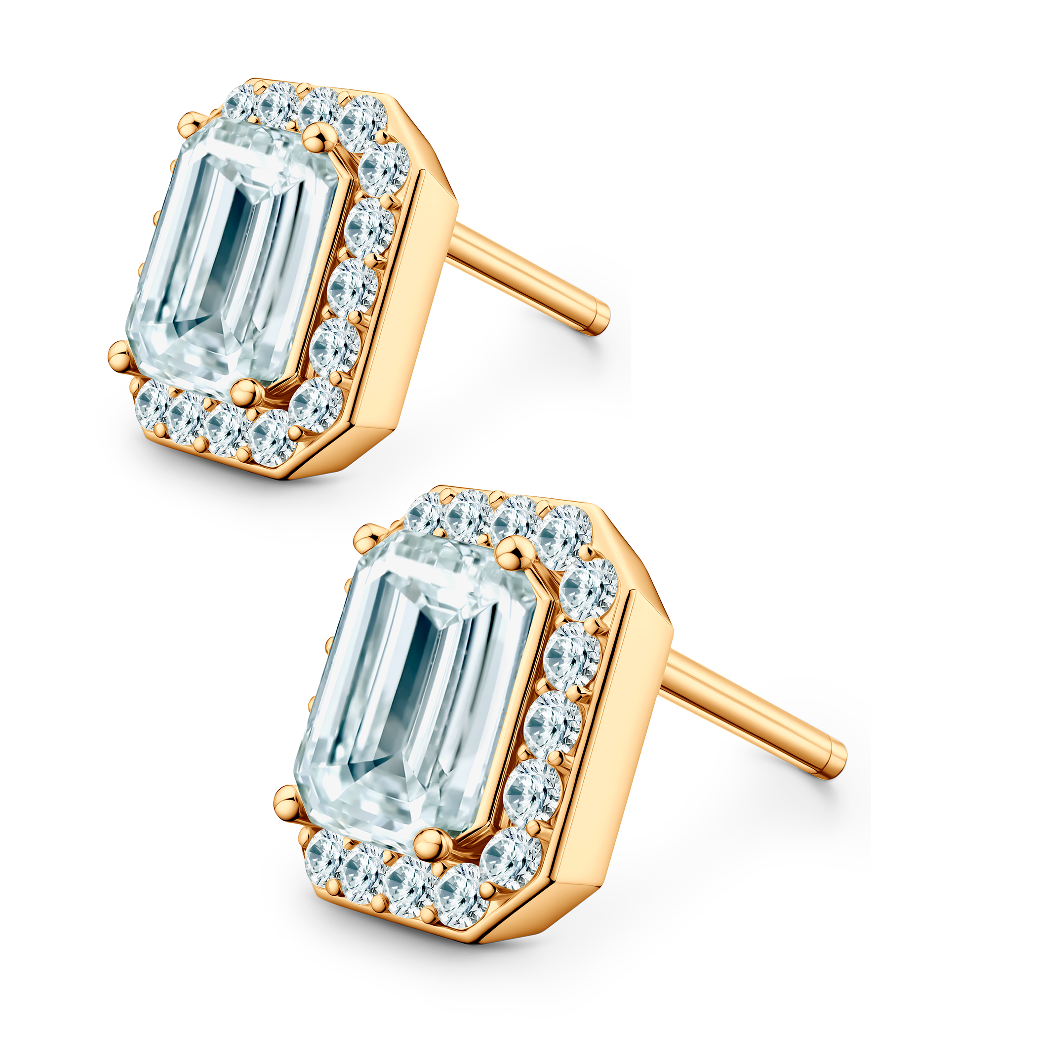 Kolczyki This is Love: złote, diamenty laboratoryjne w szlifie szmaragdowym