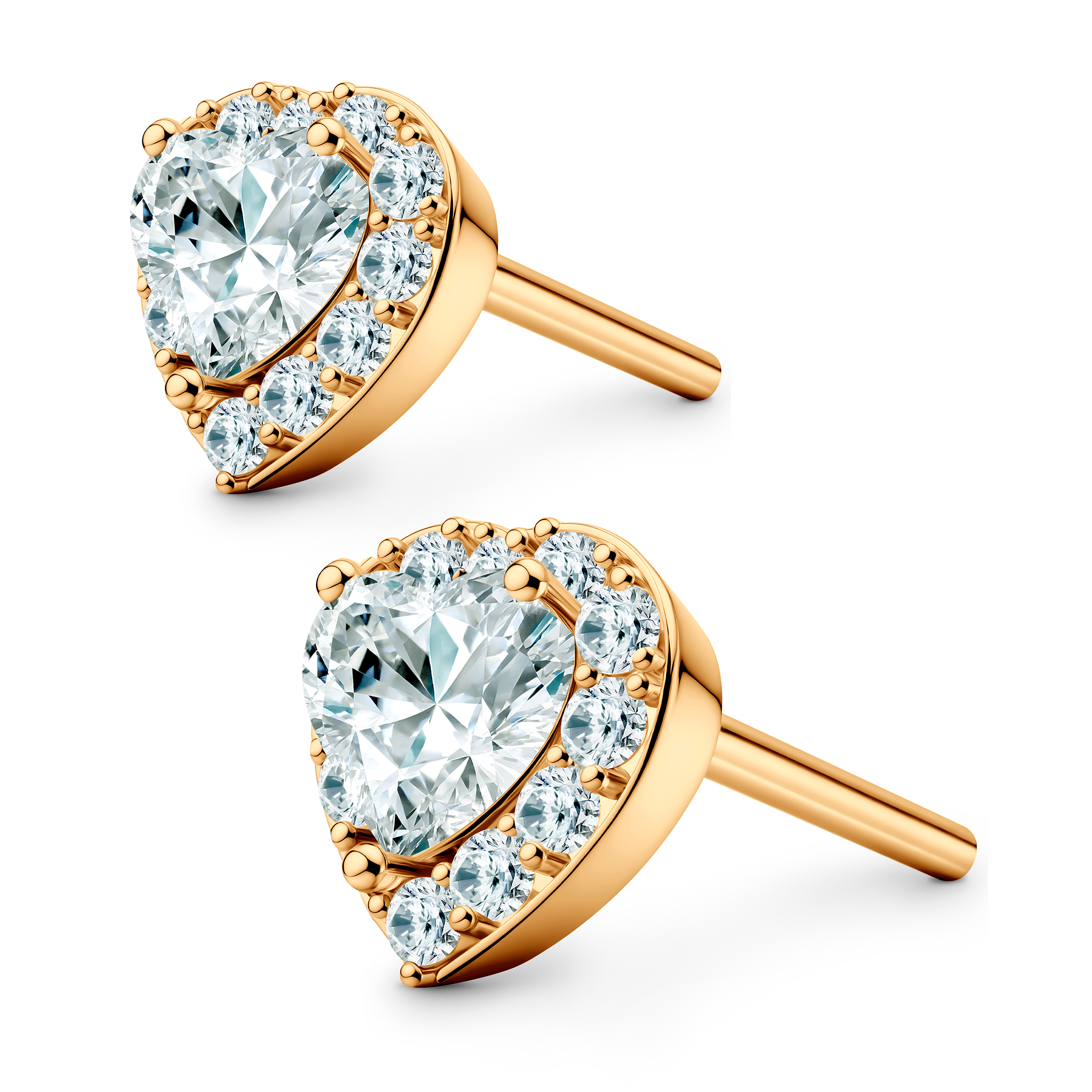 Kolczyki This is Love: złote, diamenty w szlifie serce - 3