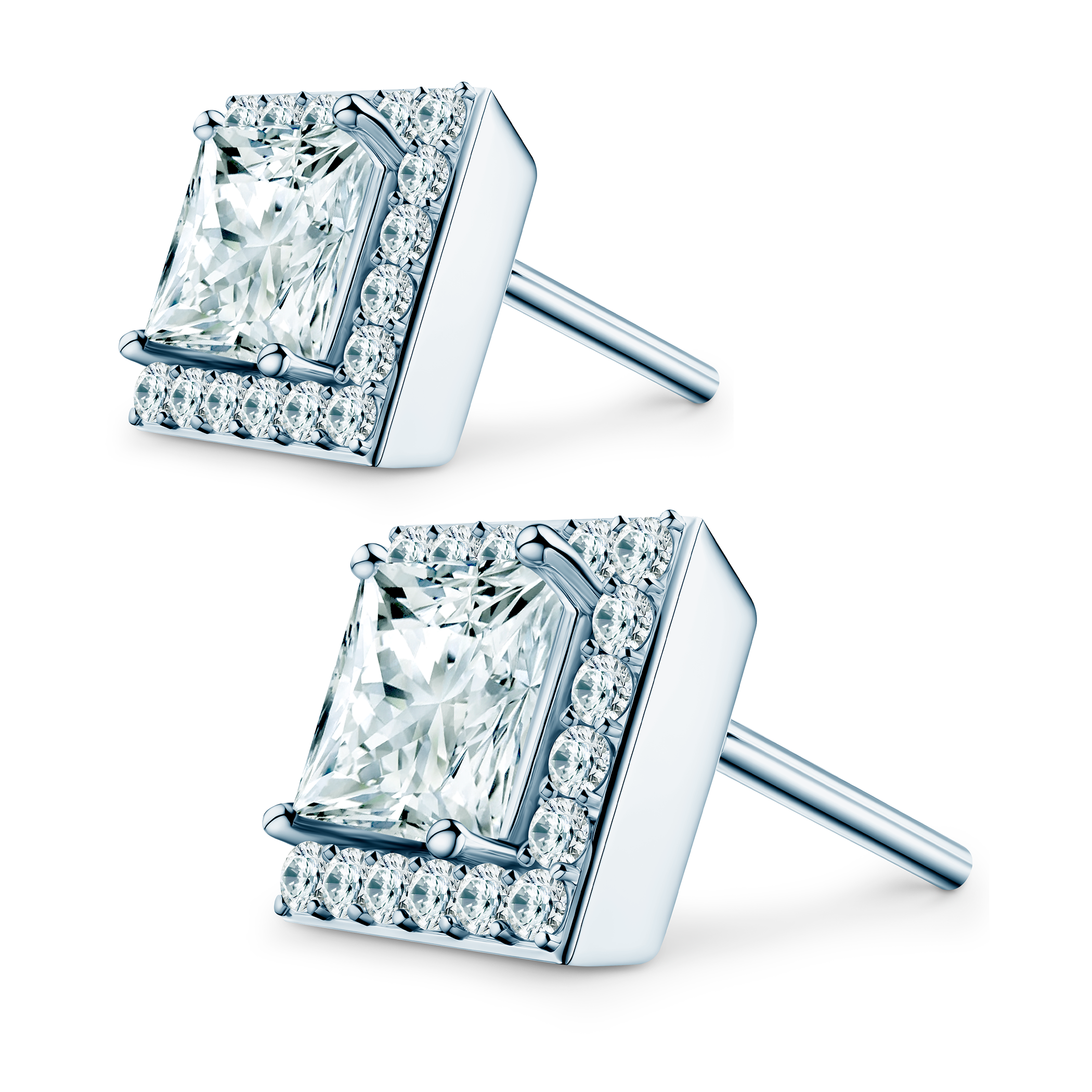 Kolczyki This is Love: białe złoto, diamenty laboratoryjne w szlifie princessa
