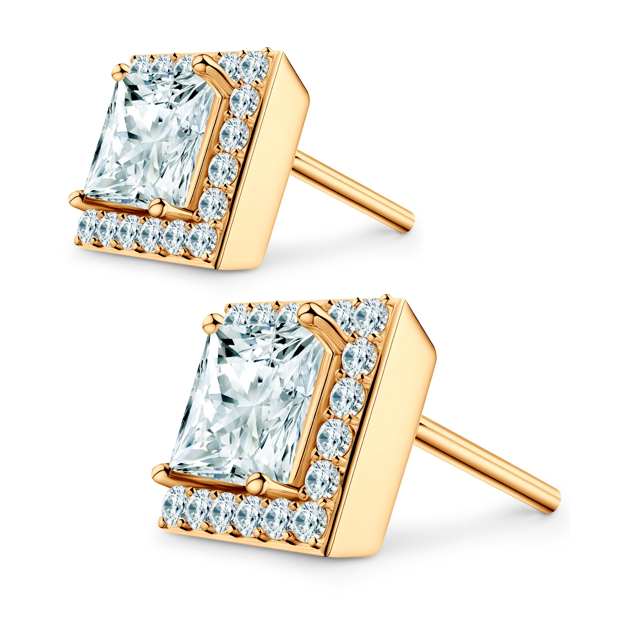 Kolczyki This is Love: złote, diamenty laboratoryjne w szlifie princessa - 3