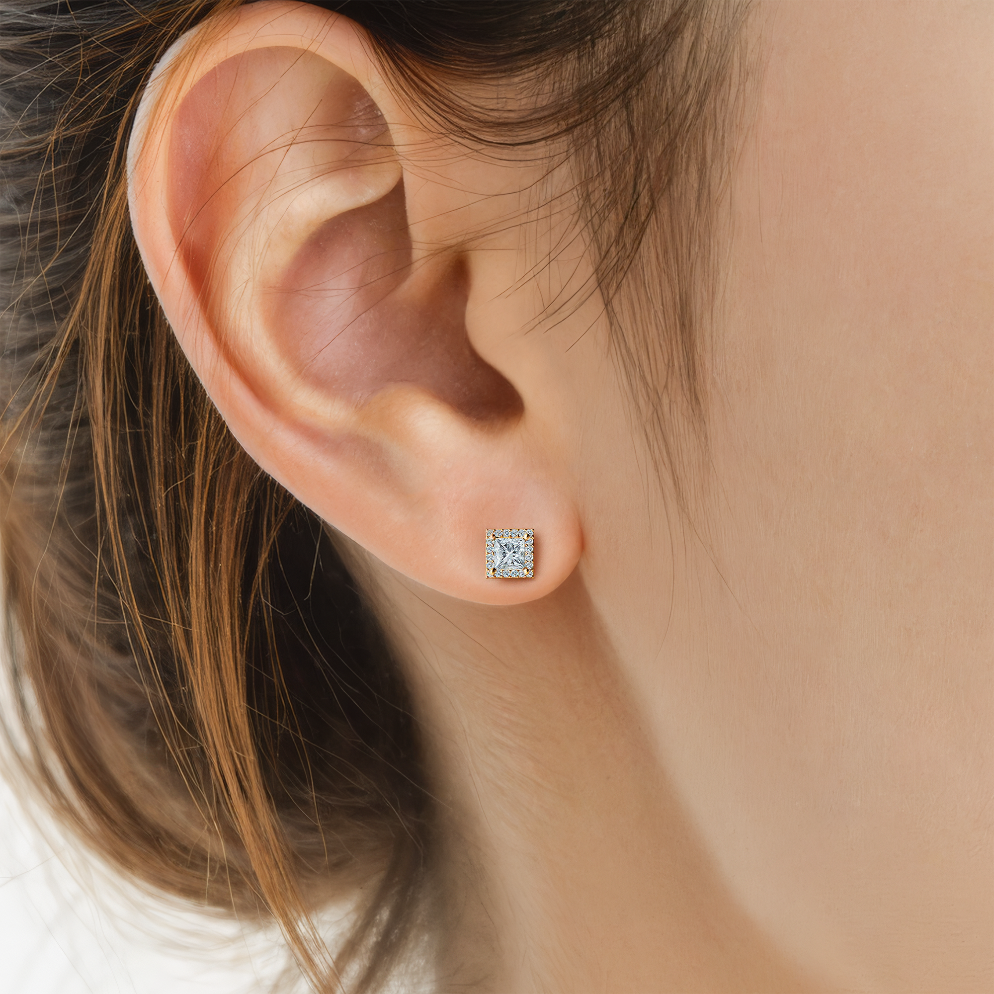 Kolczyki This is Love: złote, diamenty laboratoryjne w szlifie princessa - 5