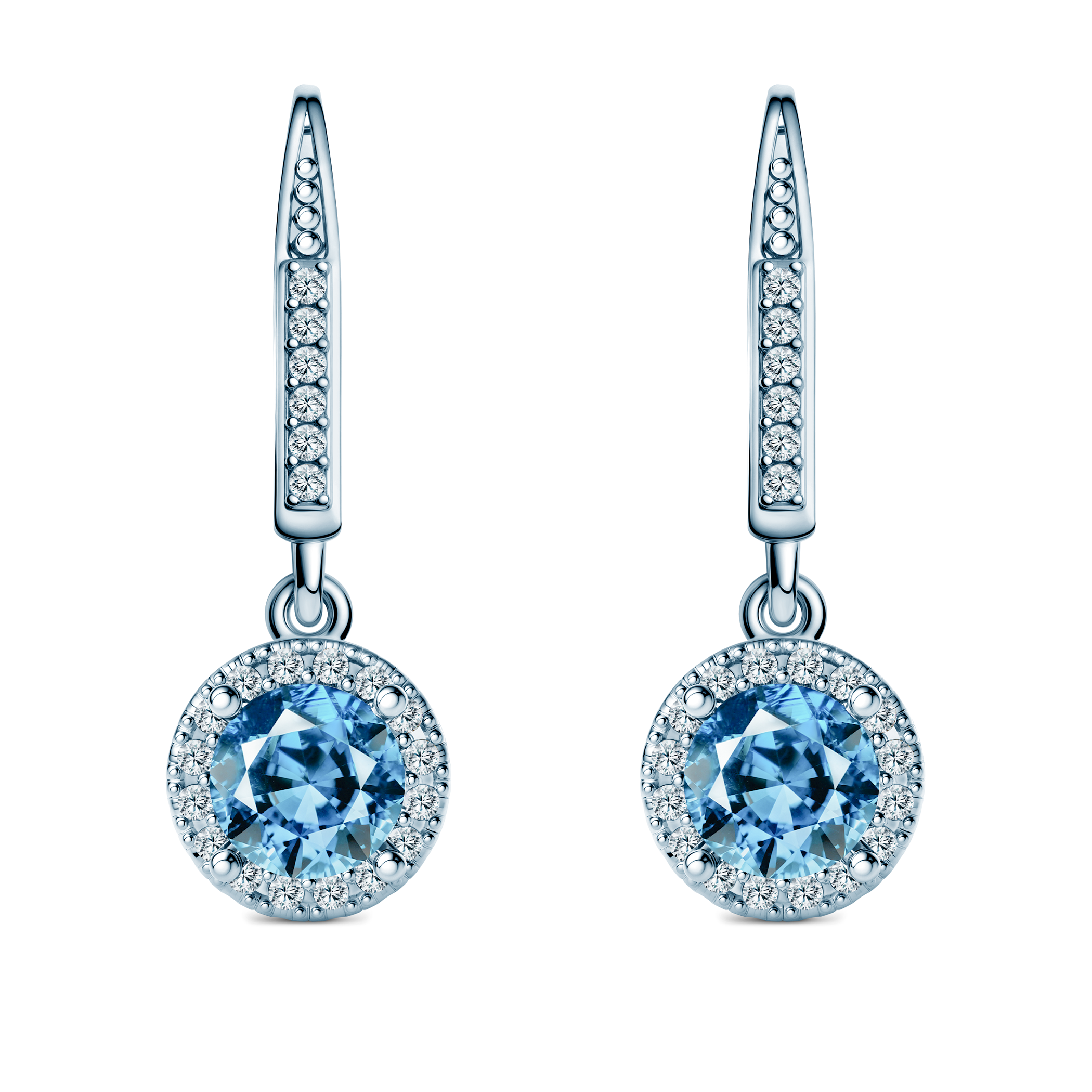 Kolczyki This is Love: białe złoto, niebieskie diamenty laboratoryjne, diamenty laboratoryjne