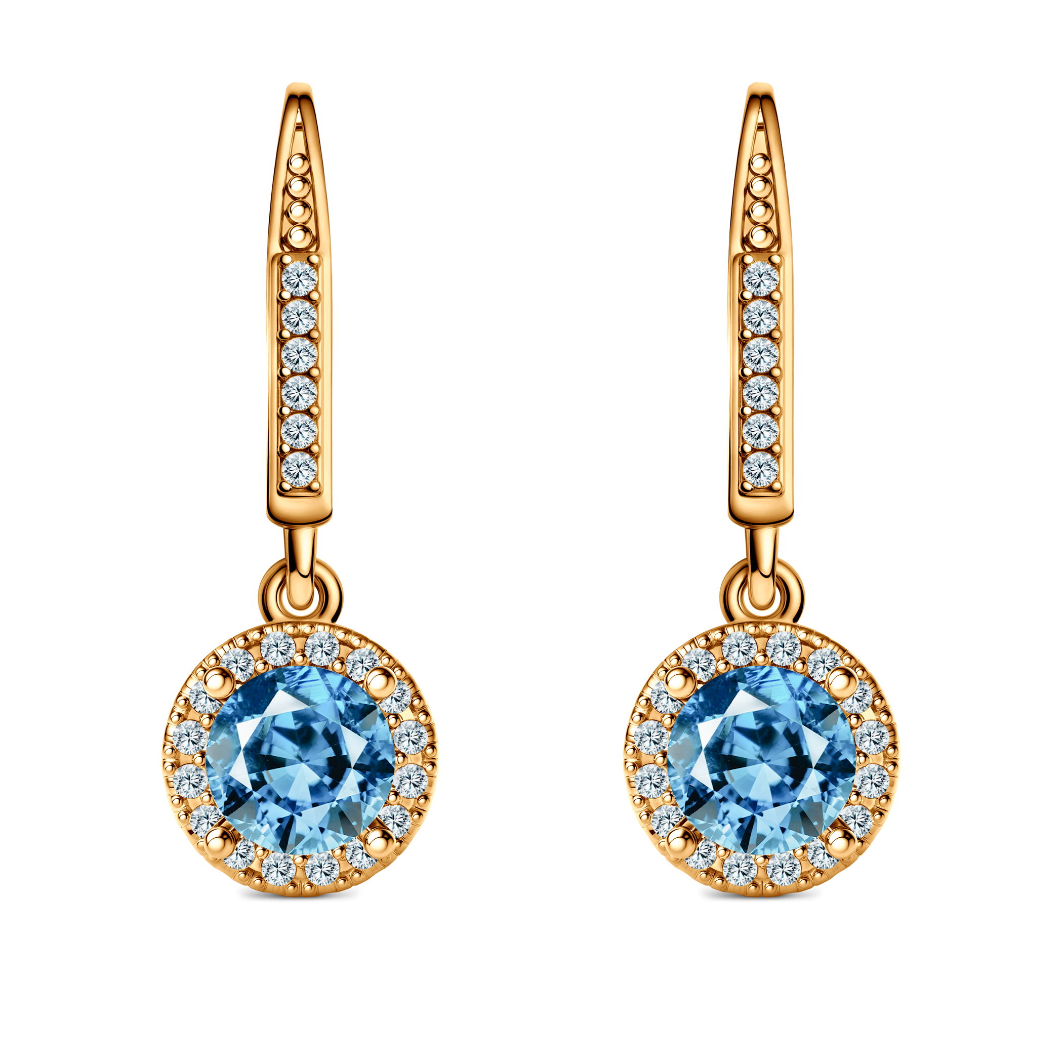 Ohrringe This is Love: Gold, blaue Labordiamanten, Labordiamanten