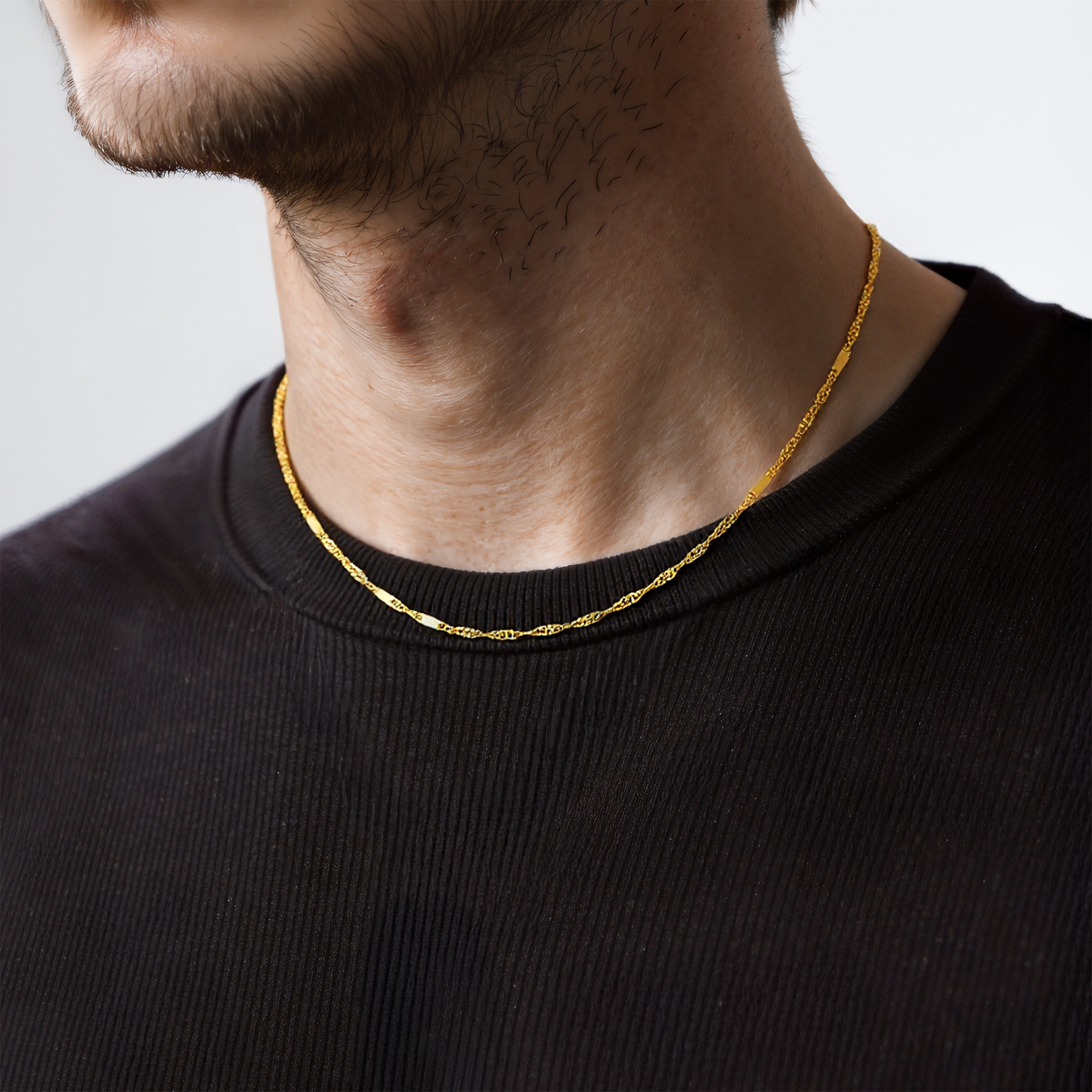 Kette Savicki 1,3 mm: Gold 585, Singapurkette mit Plättchen - 6