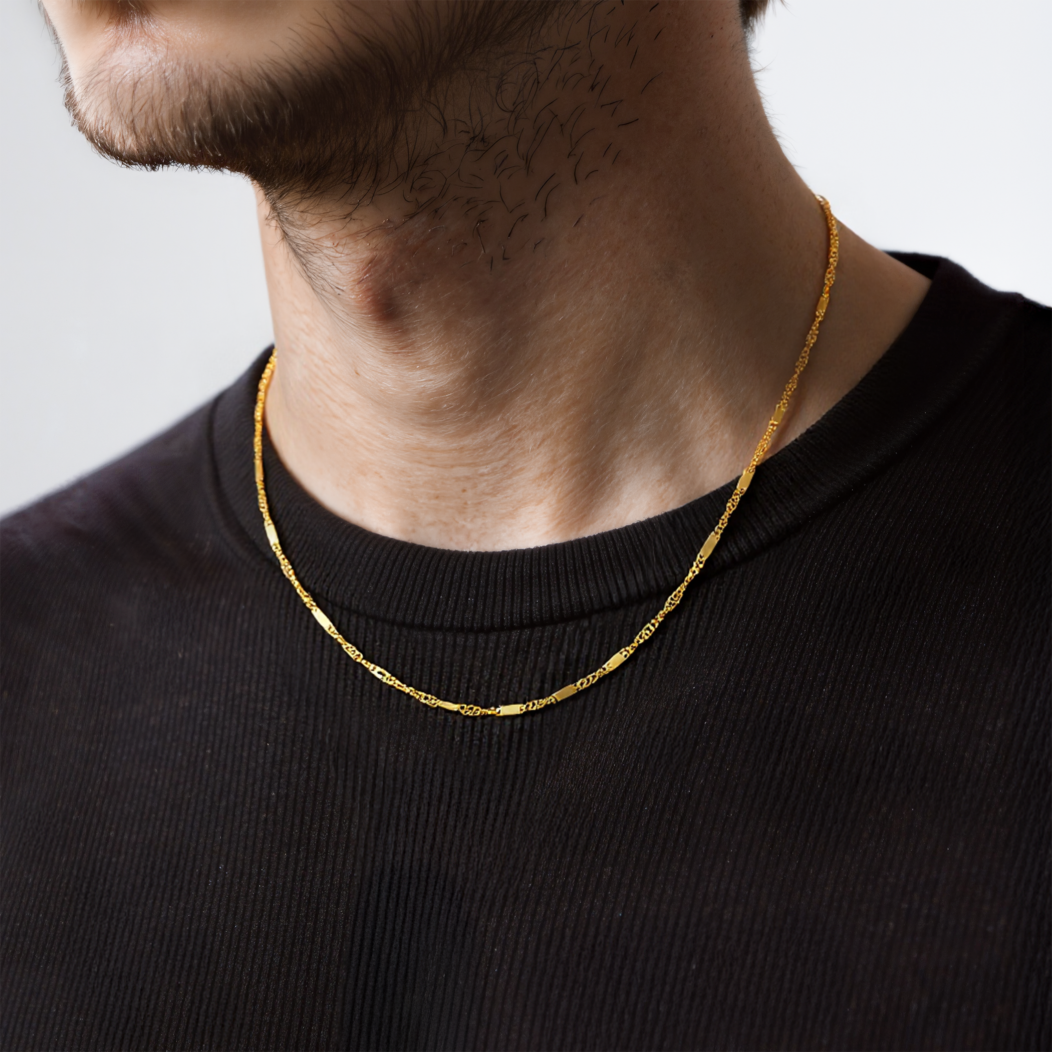 Kette Savicki 1,3 mm: Gold 585, Singapurkette mit Plättchen