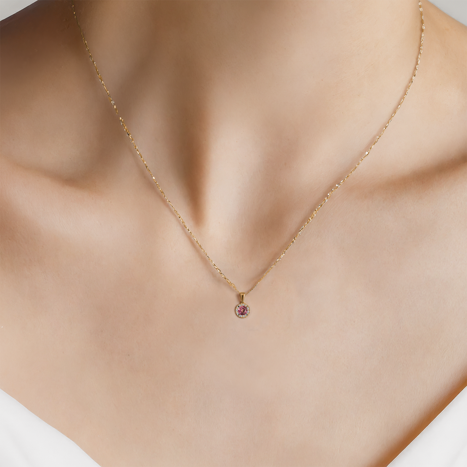 Zawieszka This is Love: złota, różowy diament laboratoryjny, diamenty laboratoryjne