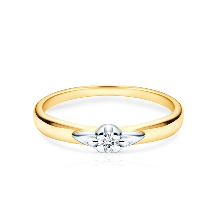 Pierścionek zaręczynowy SAVICKI: dwukolorowe złoto, diament