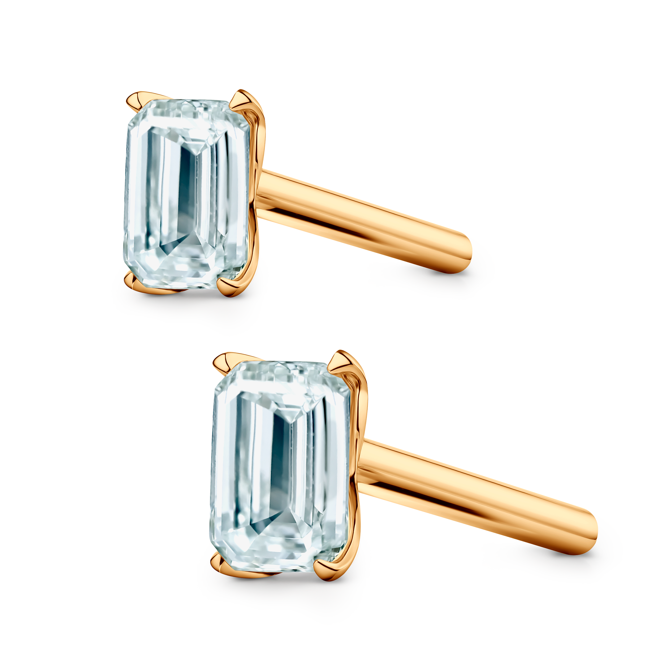 Kolczyki Share Your Love: złote, diamenty w szlifie szmaragdowym - 3