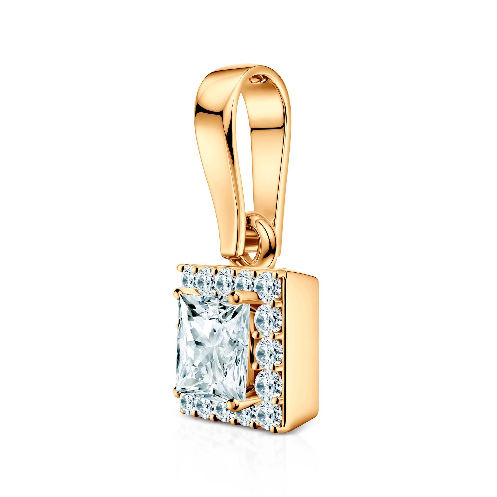 Zawieszka This is Love: złota, diamenty w szlifie princessa - 3