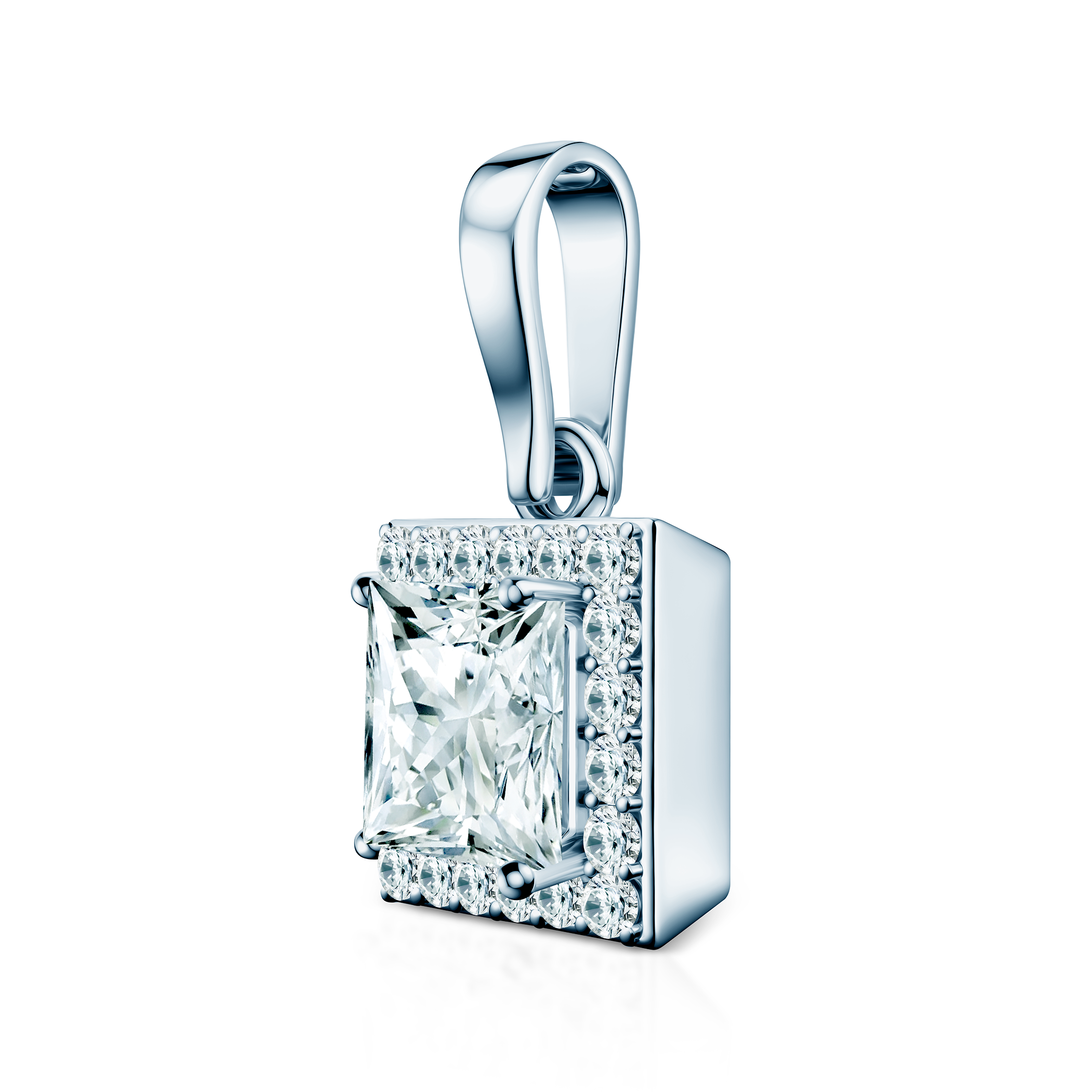 Zawieszka This is Love: białe złoto, diamenty laboratoryjne w szlifie princessa - 3