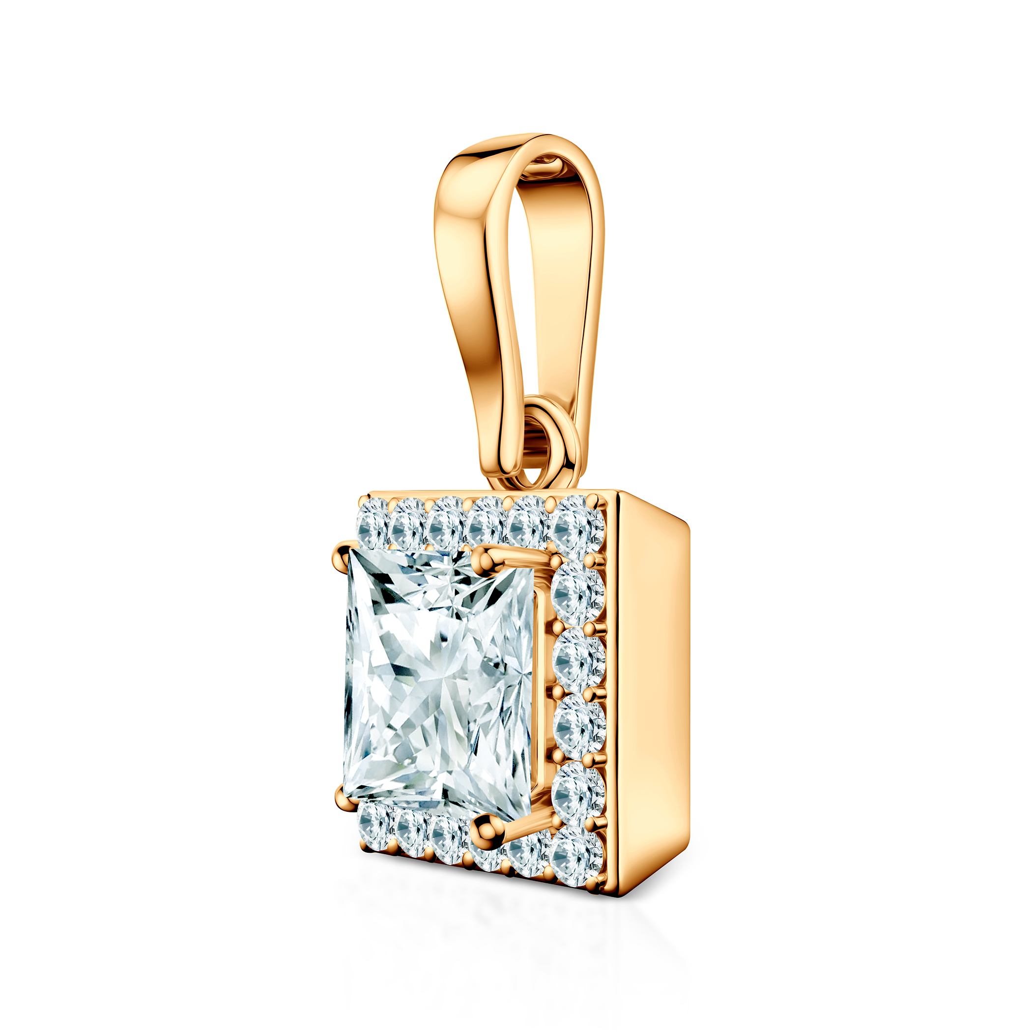 Zawieszka This is Love: złota, diamenty laboratoryjne w szlifie princessa - 3