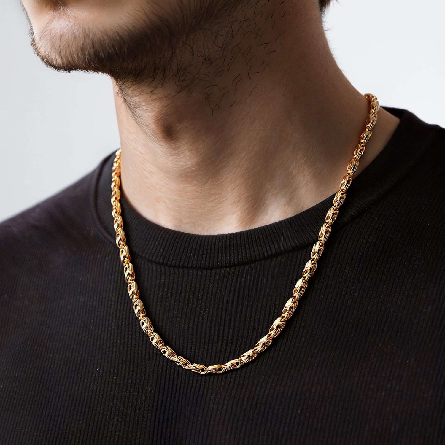 Kette Savicki 3,30 mm: Gold 585, quadratische Königskette - 6