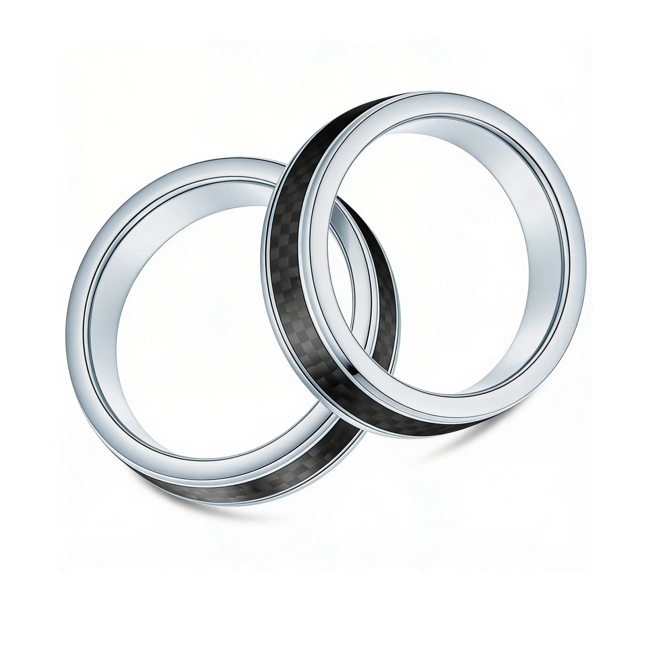 Obrączki ślubne: carbon, tytan, półokrągłe, 4 i 5 mm