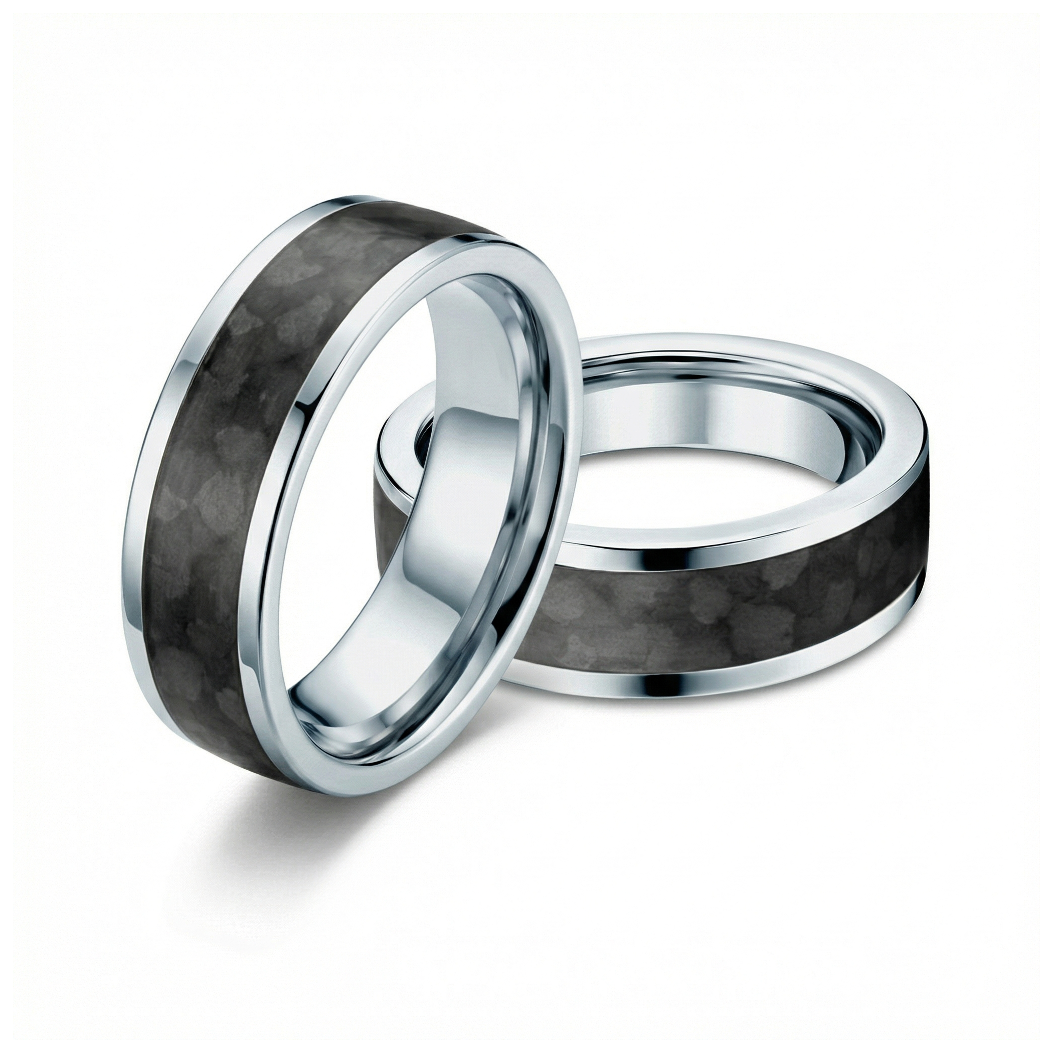 Obrączki ślubne: carbon, tytan, półokrągłe, 4 i 5 mm