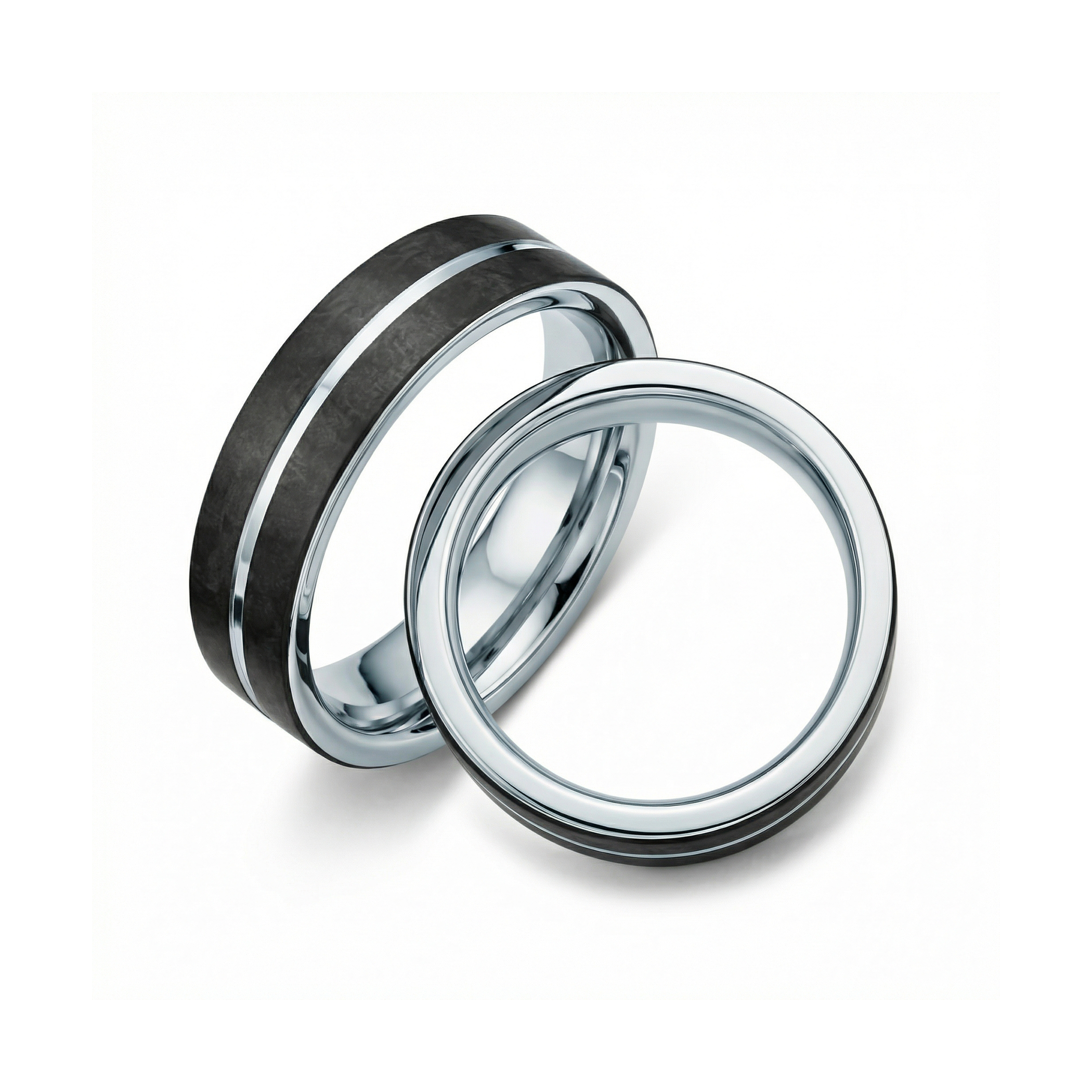 Obrączki ślubne: carbon, tytan, płaskie, 5 i 6 mm