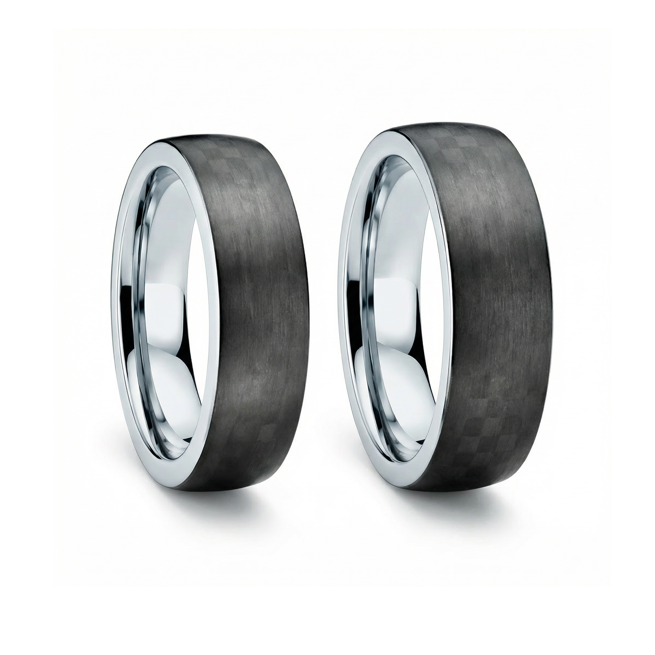 Obrączki ślubne: carbon, tytan, półokrągłe, 6 i 7 mm