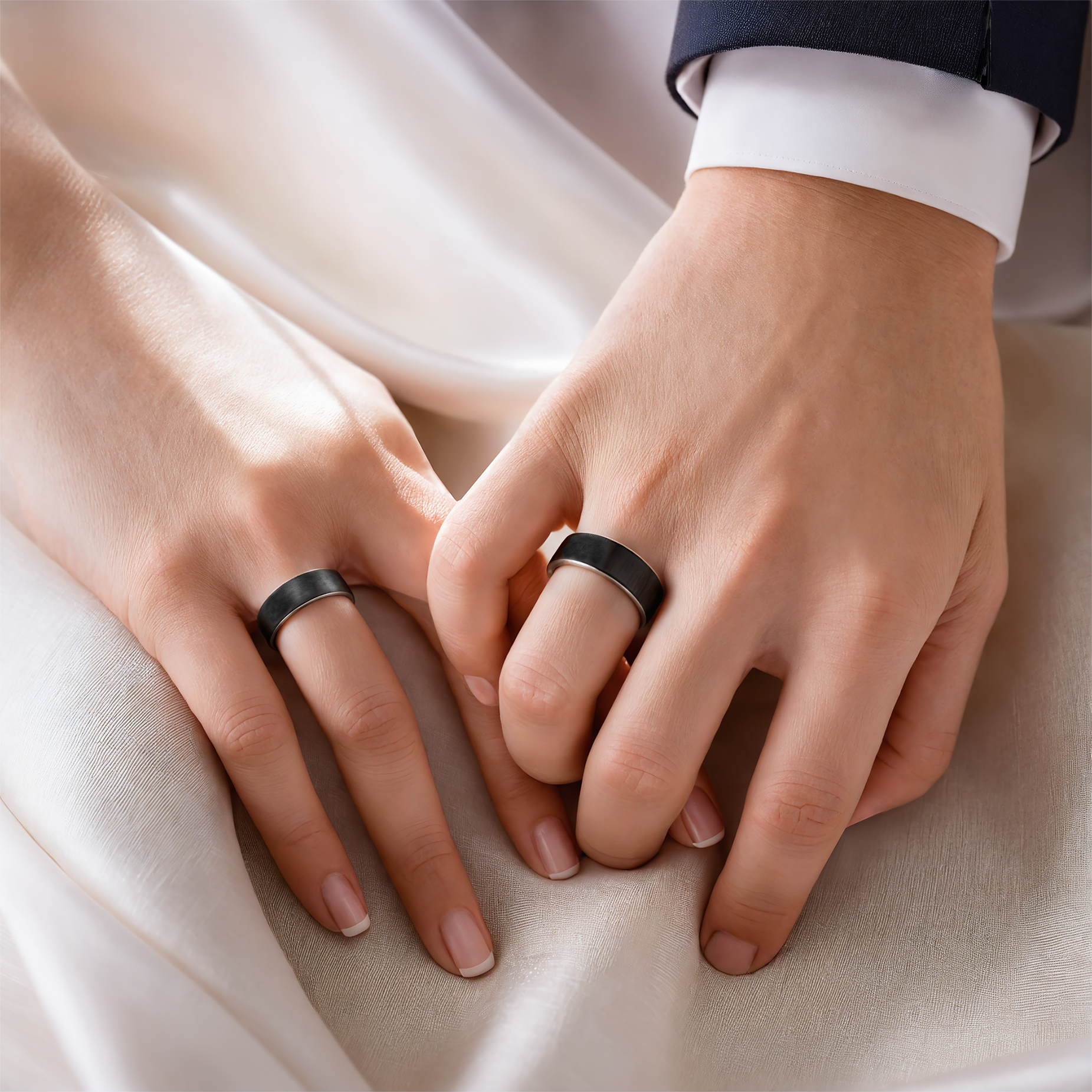 Obrączki ślubne: carbon, tytan, półokrągłe, 6 i 7 mm