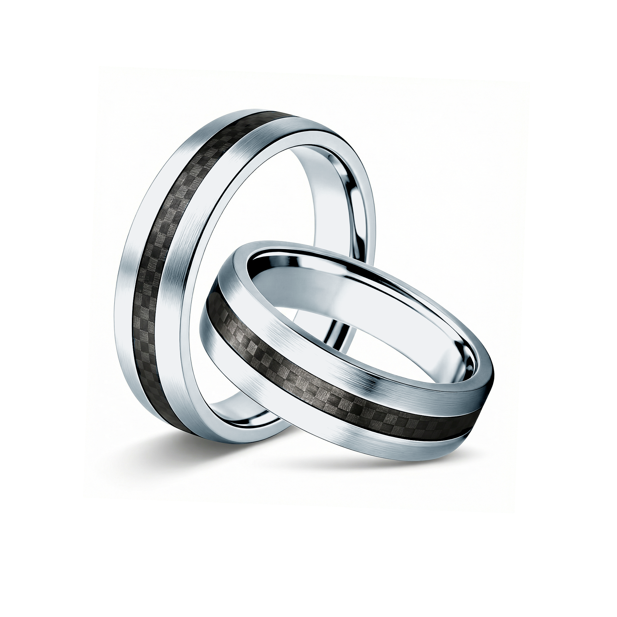 Obrączki ślubne: carbon, tytan, półokrągłe, 4 i 5 mm