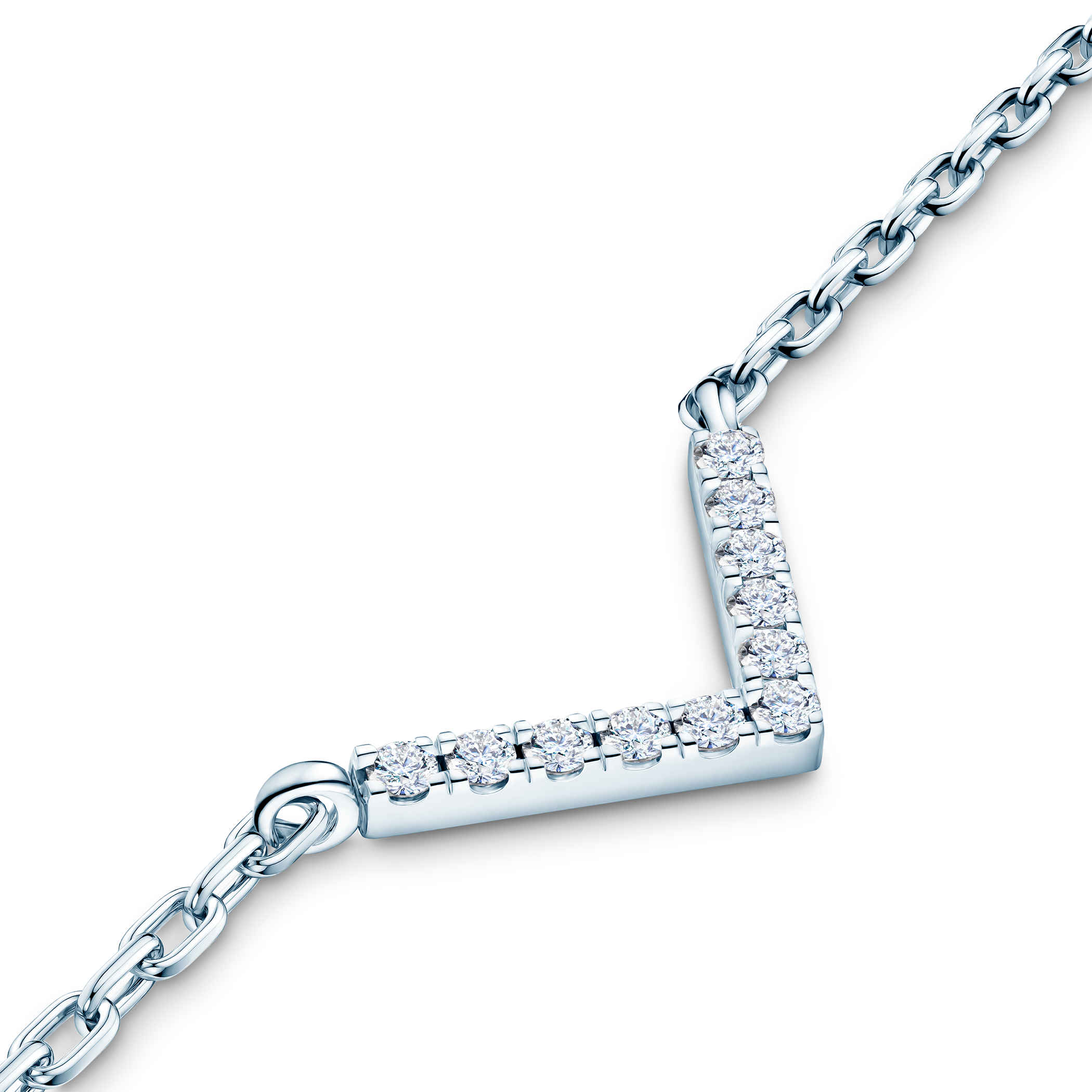 14K white gold necklace with 0.15ct lab-grown white diamonds 42 cm - 4
