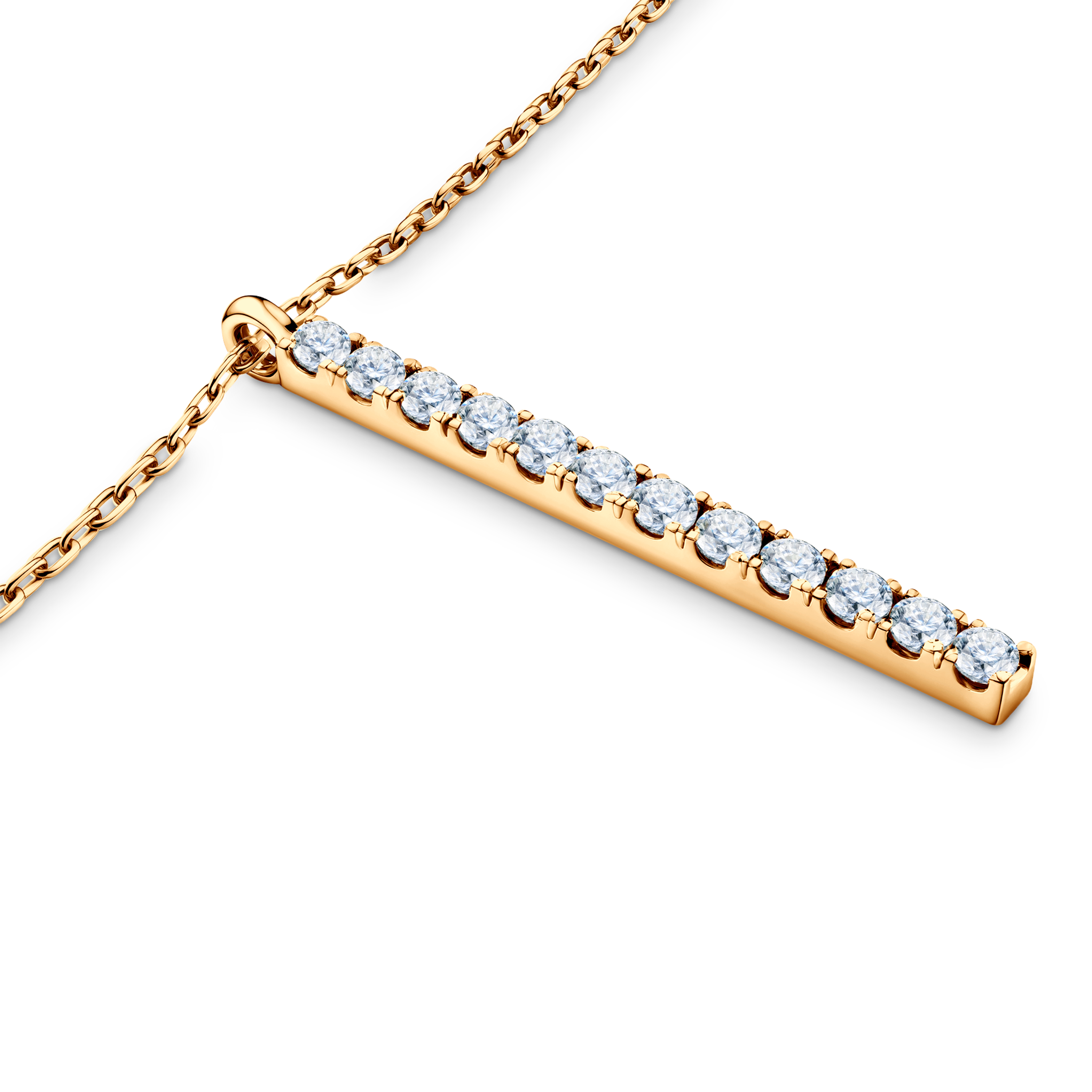 Naszyjnik złoty 585 z białymi diamentami laboratoryjnymi 0.12ct 42 cm - 3