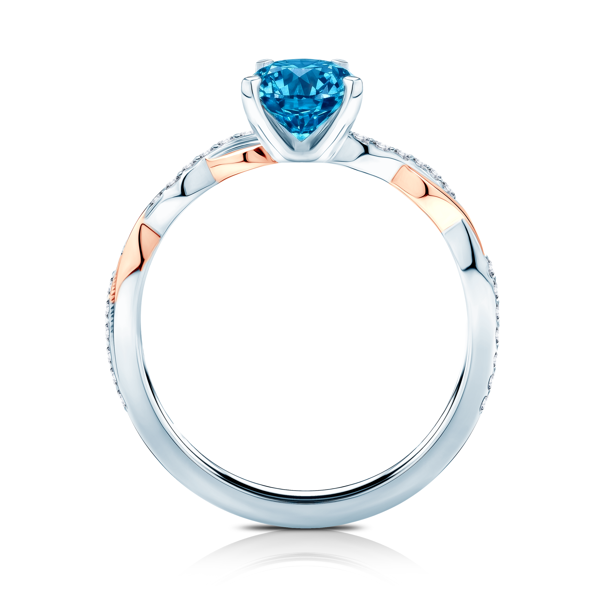 Verlobungsring SAVICKI: Zweifarbiges Gold, blauer Labordiamant - 3