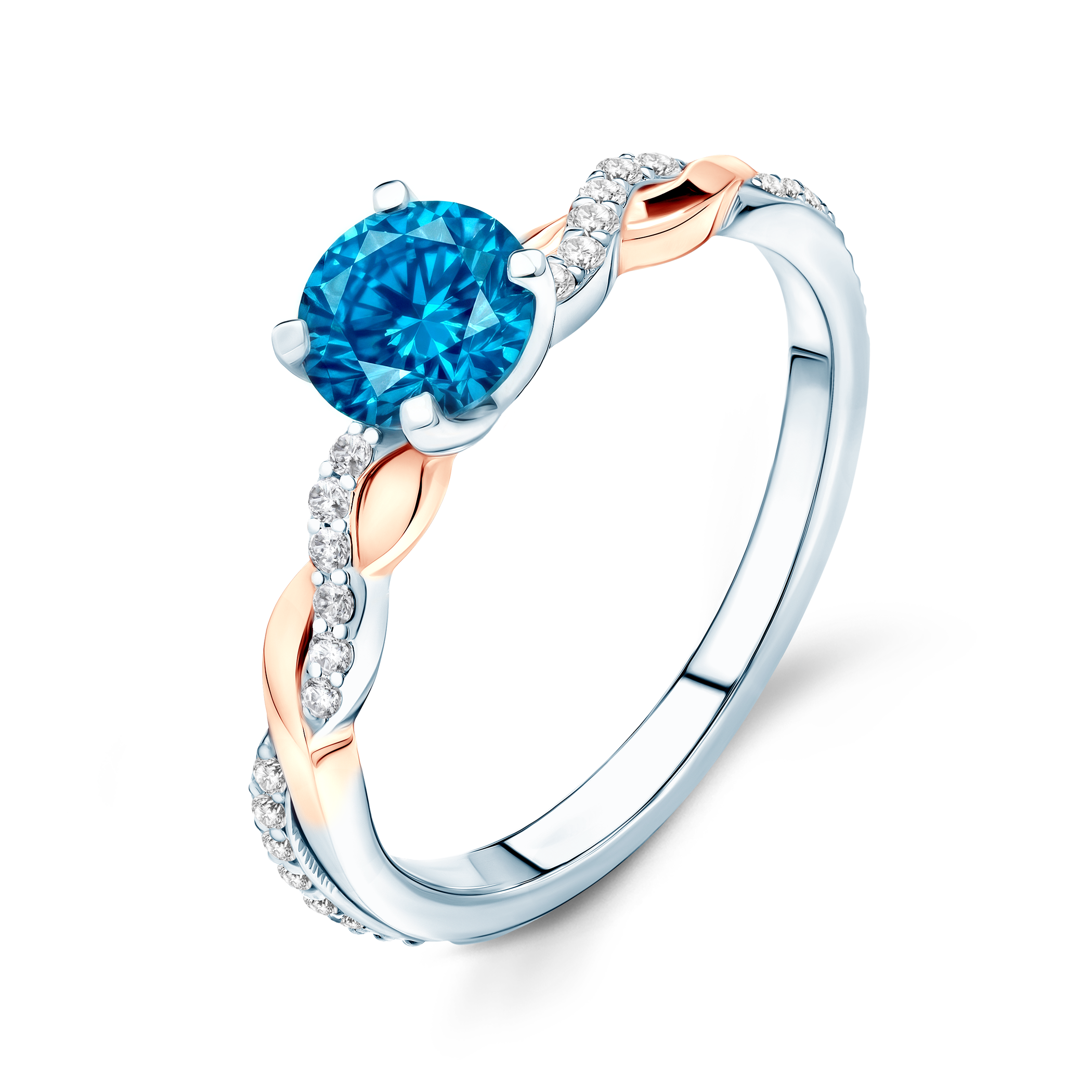 Verlobungsring SAVICKI: Zweifarbiges Gold, blauer Labordiamant - 4