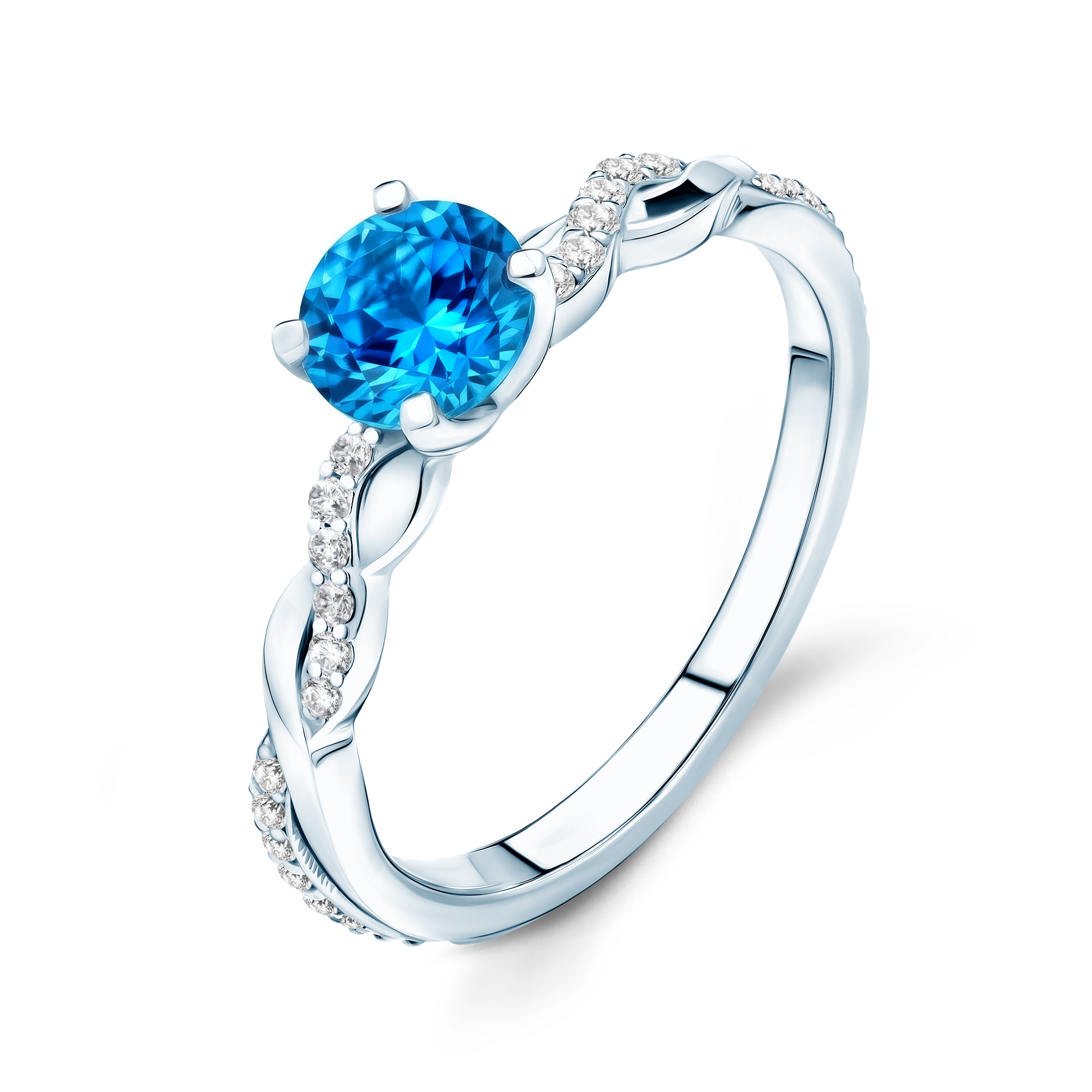 Pierścionek zaręczynowy SAVICKI: białe złoto, topaz