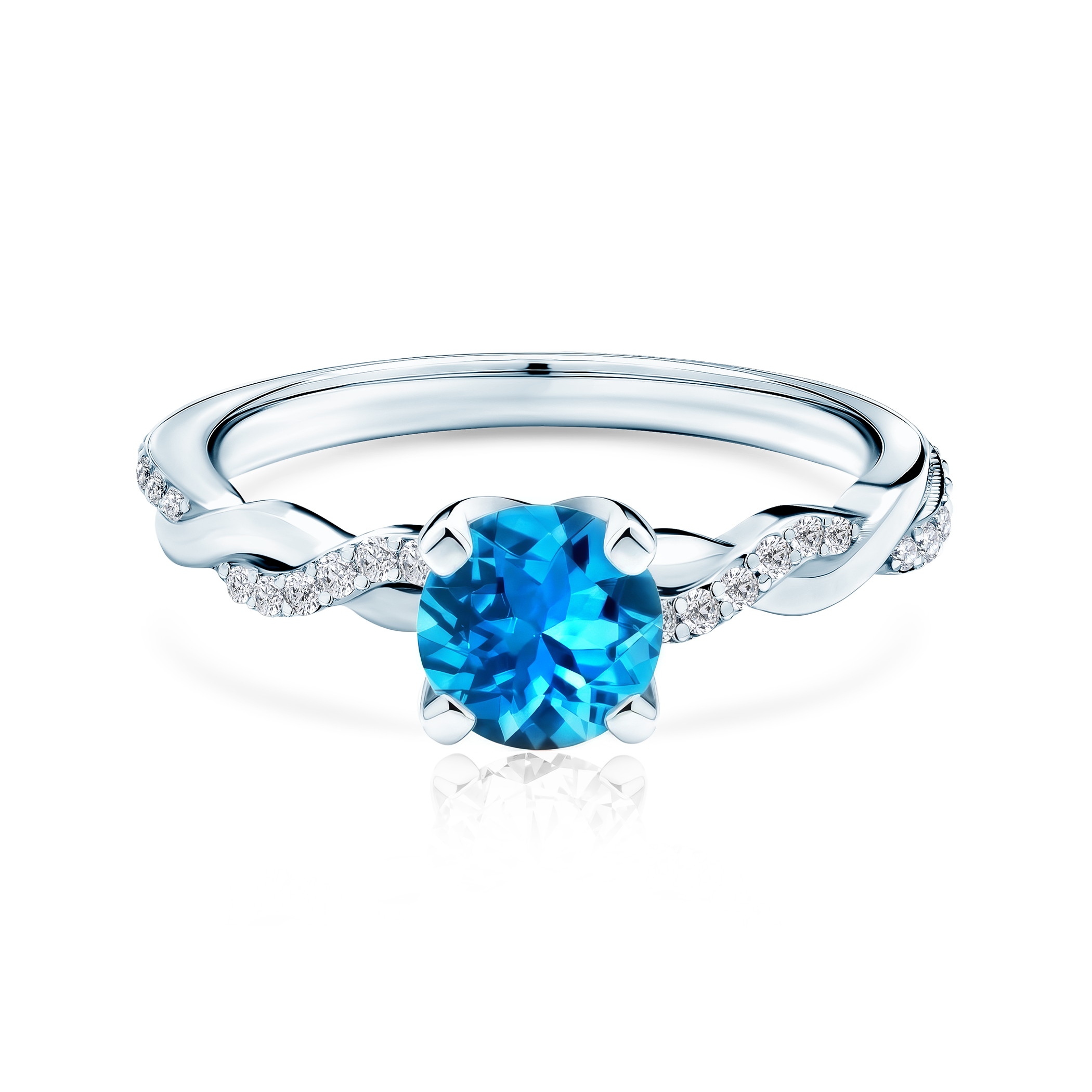 Pierścionek zaręczynowy SAVICKI: białe złoto, topaz