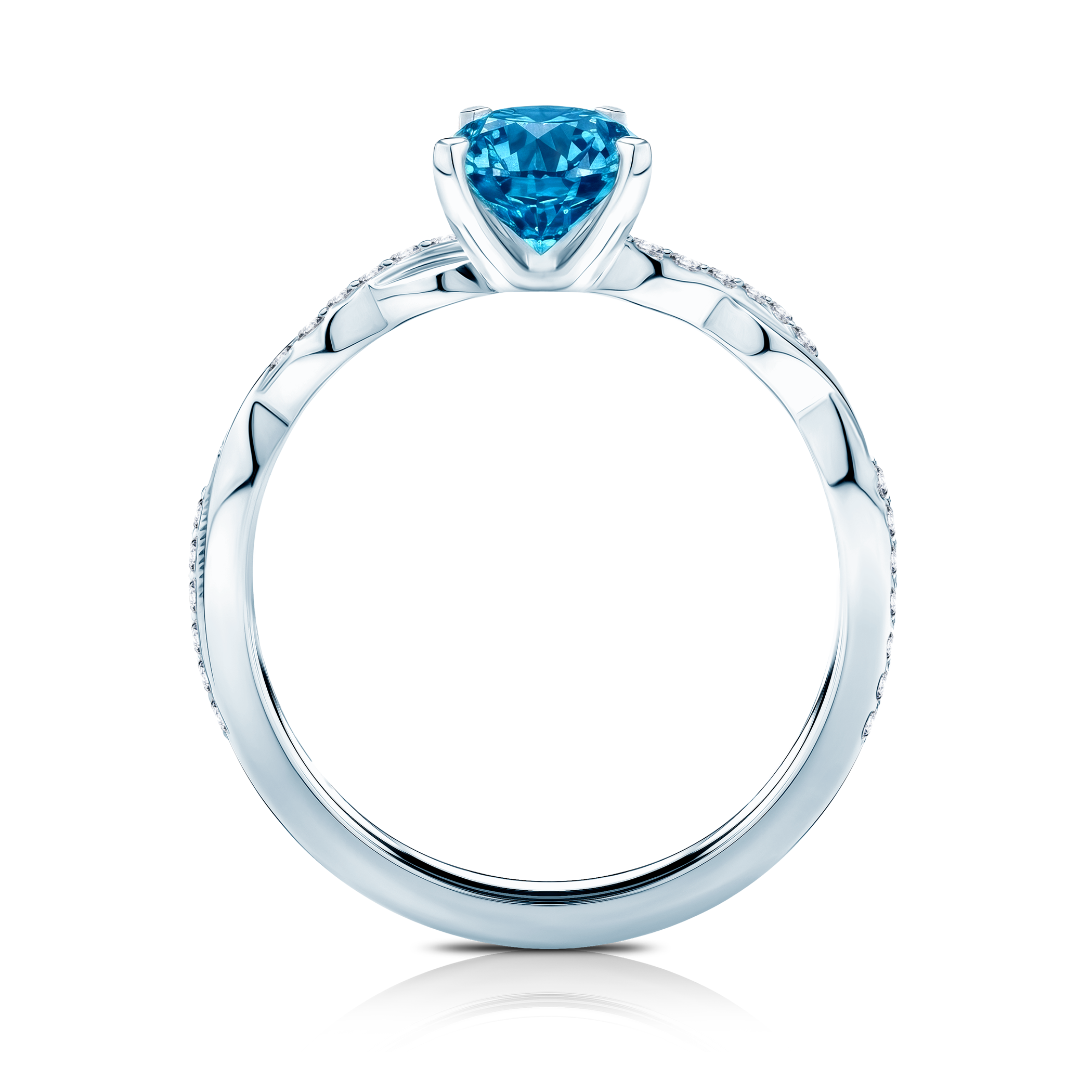 Verlobungsring SAVICKI: Weißgold, blauer Labordiamant - 3