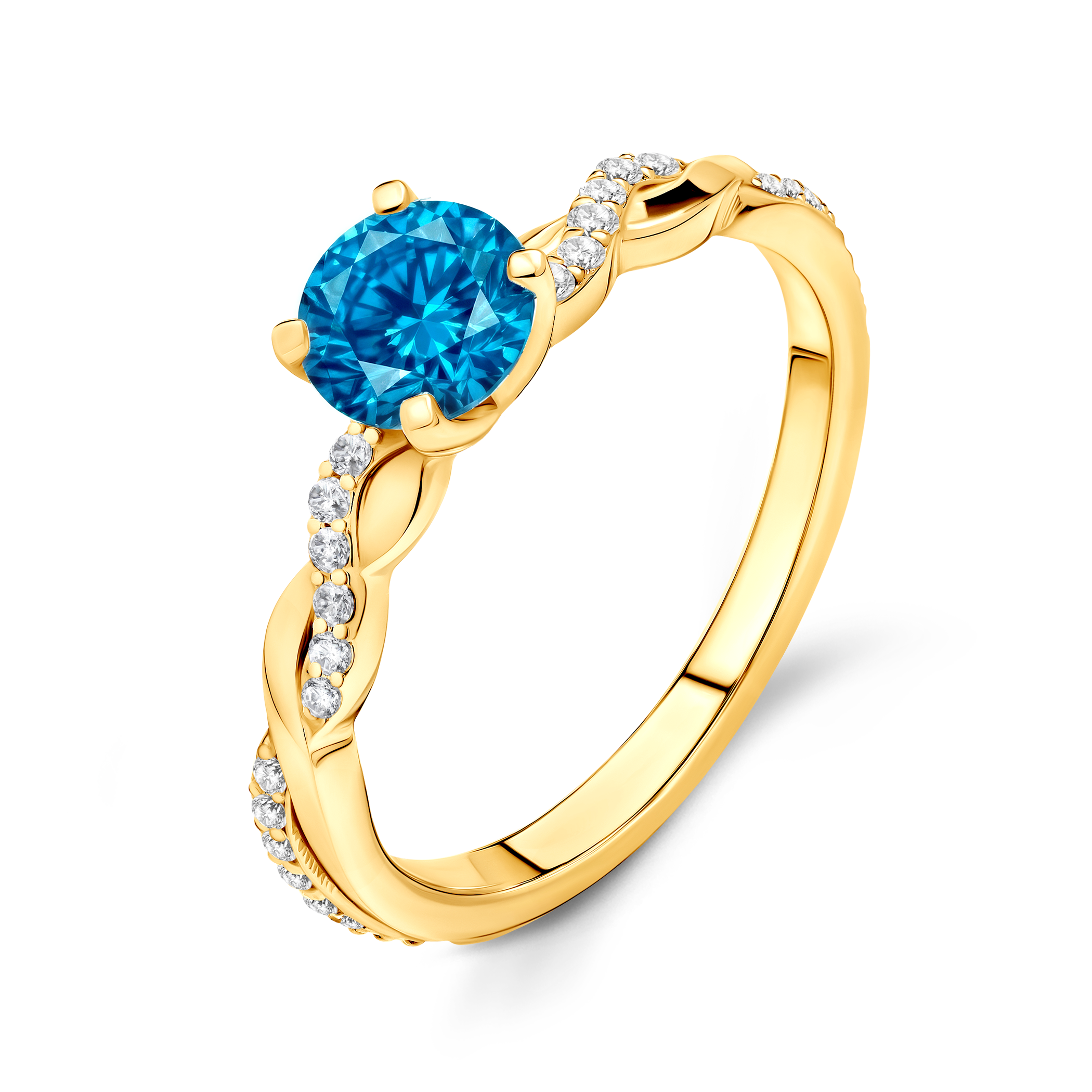 Verlobungsring SAVICKI: Gold, blauer Labordiamant - 4