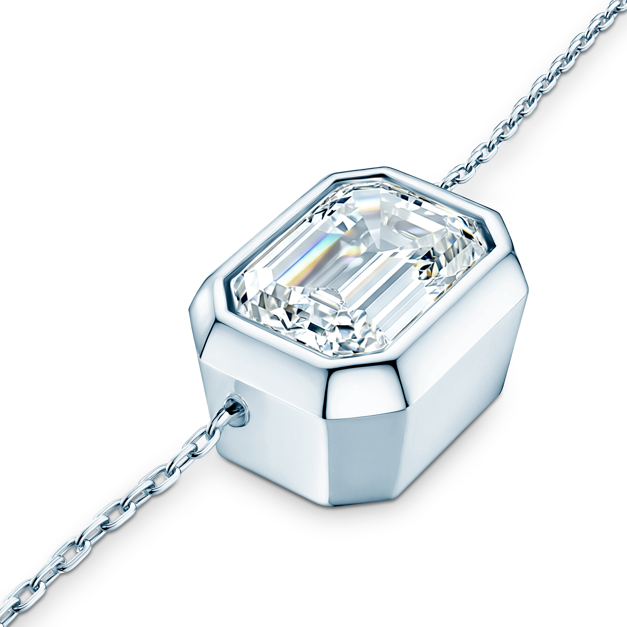 Naszyjnik z białego złota 585 z białym diamentem laboratoryjnym 1ct 42 cm - 3