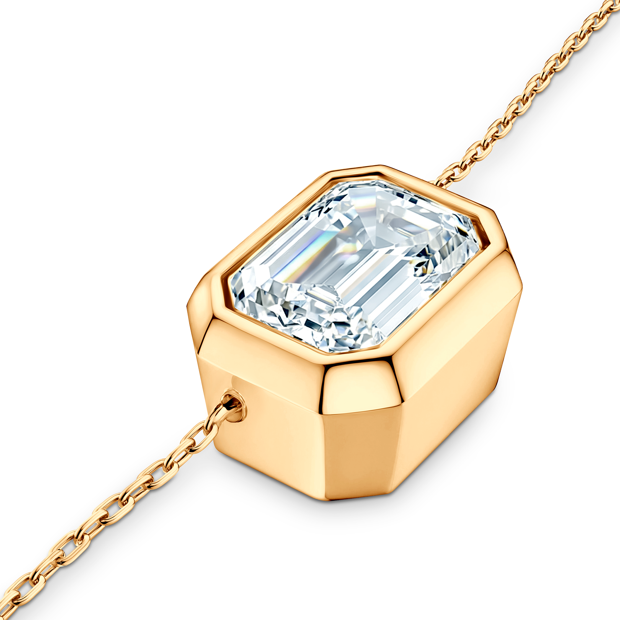 Naszyjnik złoty 585 z białym diamentem laboratoryjnym 1ct 42 cm - 3