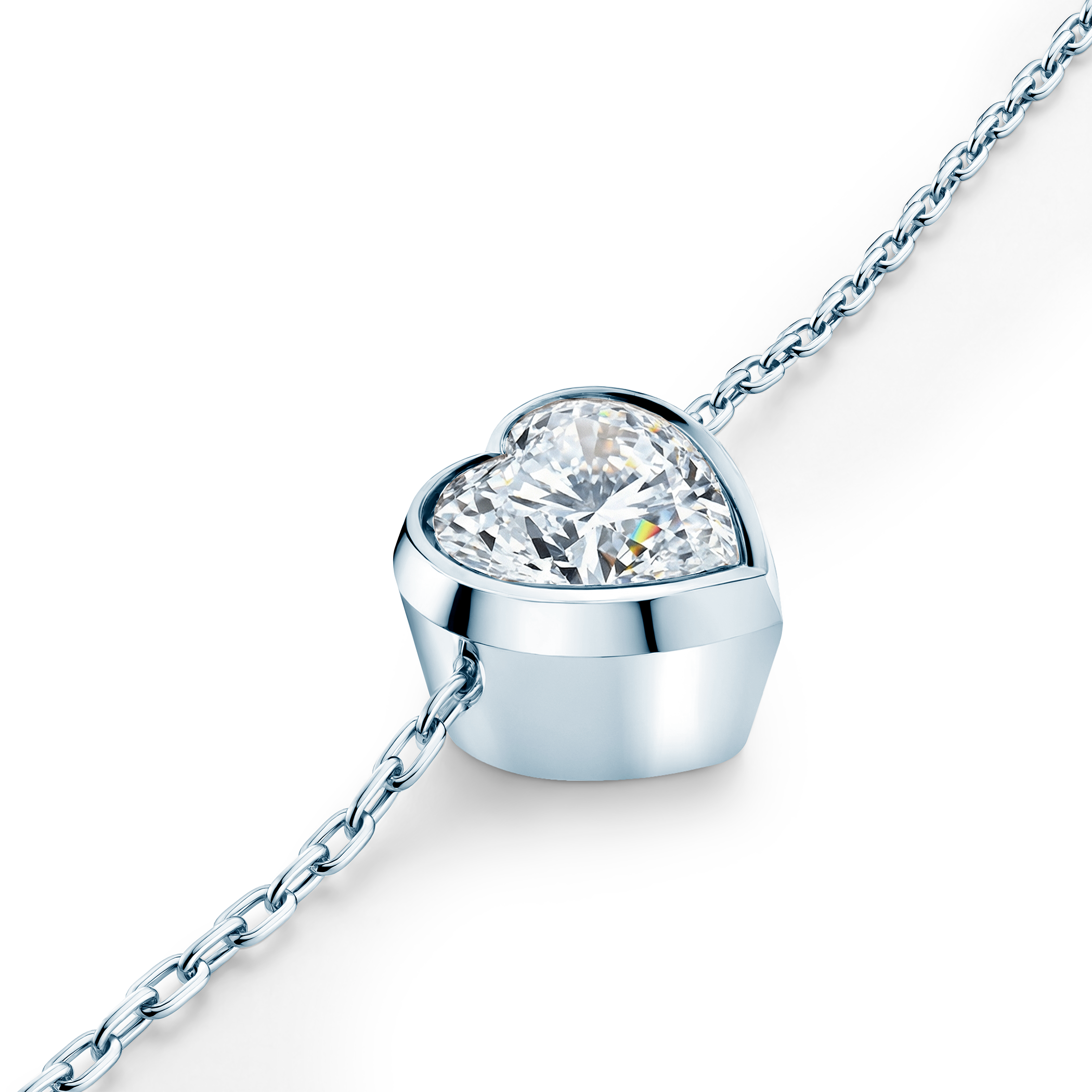 Naszyjnik z białego złota 585 z białym diamentem 0.08ct 42 cm - 3