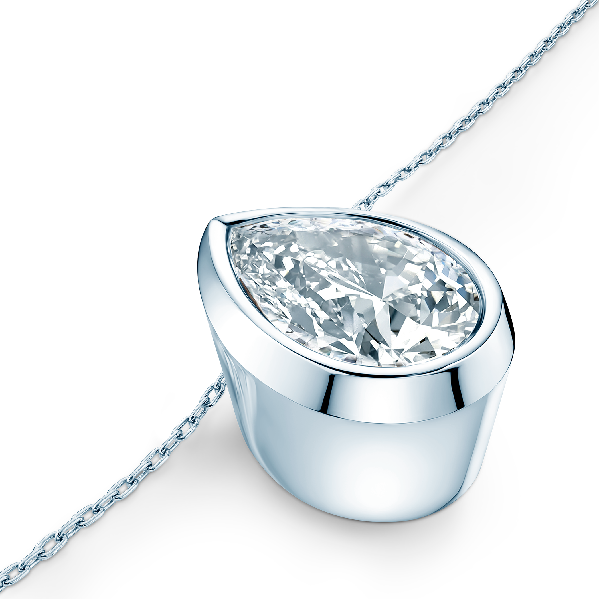 Naszyjnik z białego złota 585 z białym diamentem laboratoryjnym 1ct 42 cm - 3