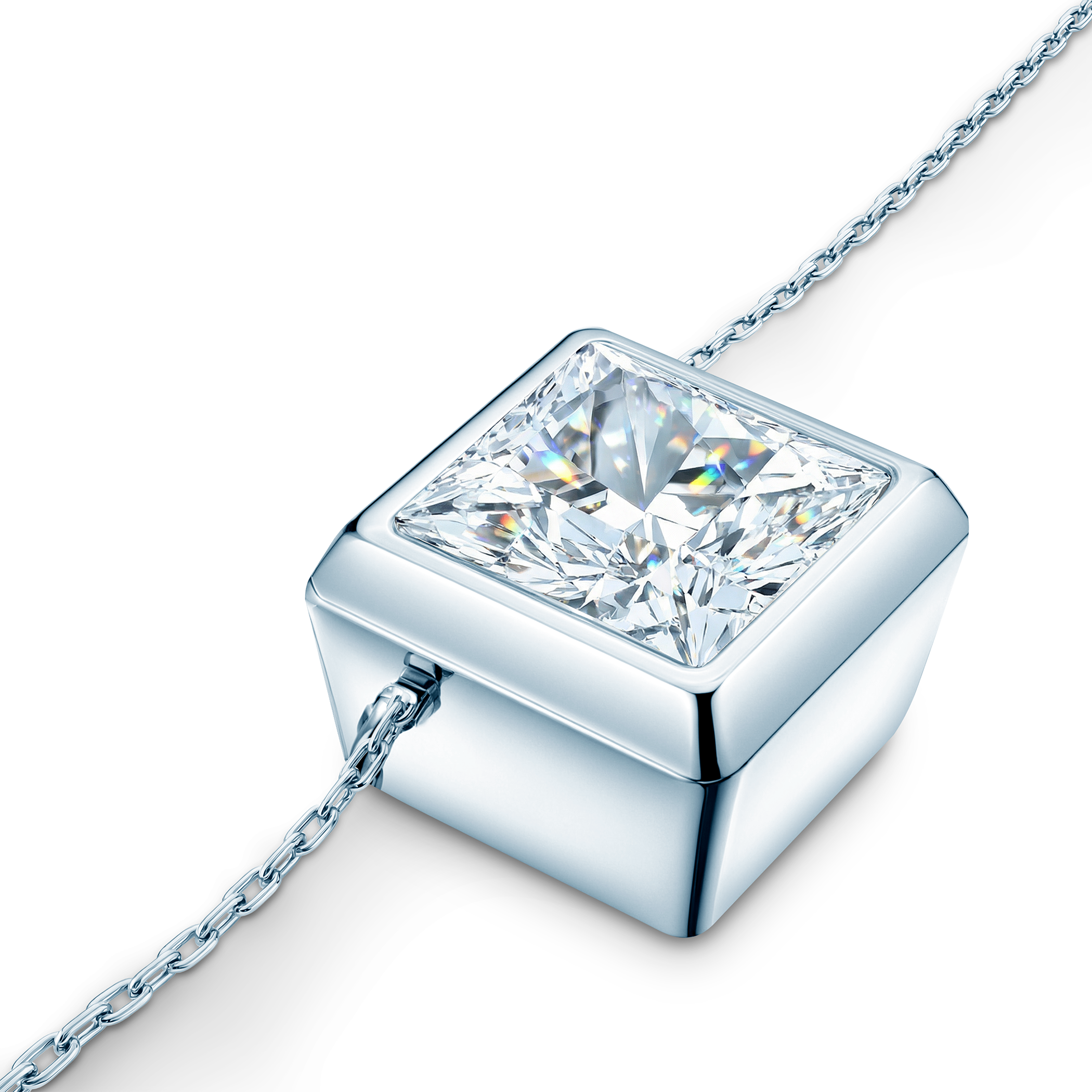 Naszyjnik z białego złota 585 z białym diamentem laboratoryjnym 1ct 42 cm - 3