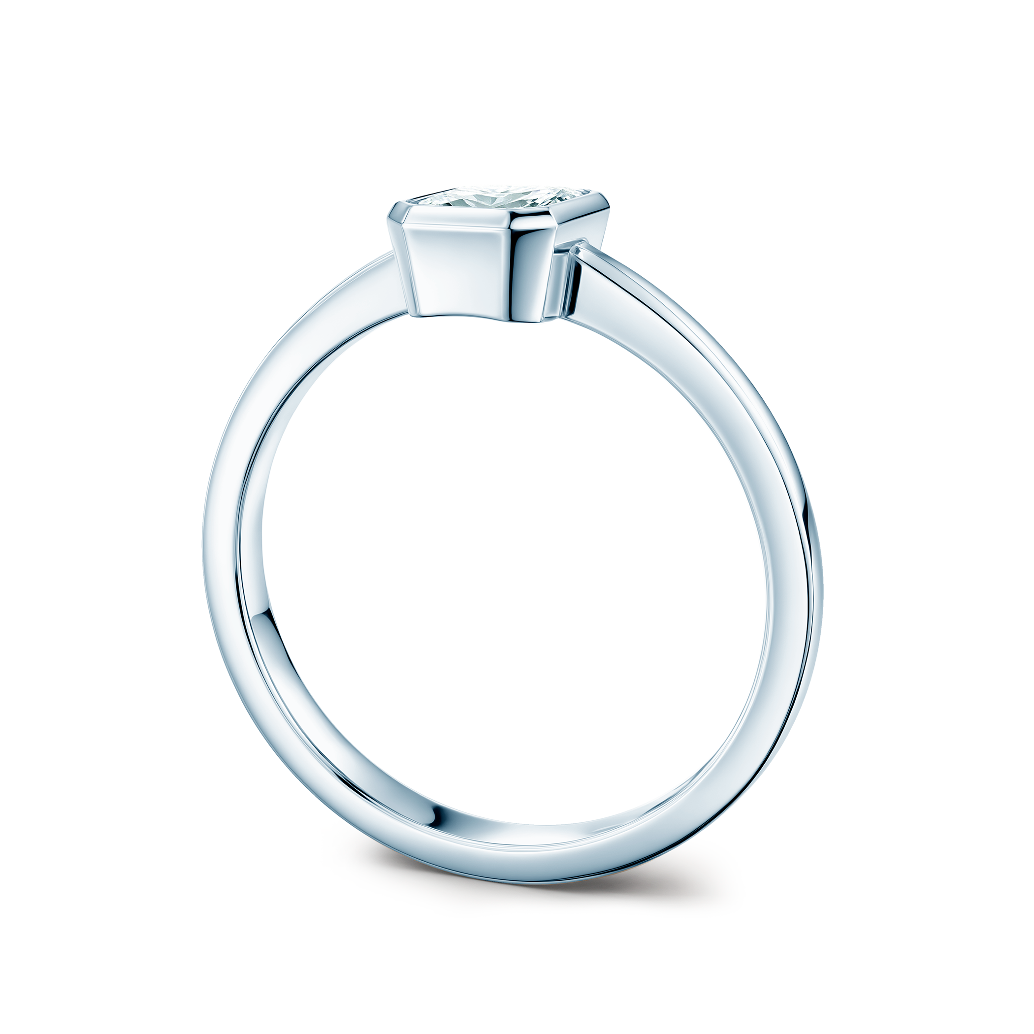 Pierścionek zaręczynowy Pure: białe złoto, diament w szlifie szmaragdowym - 3