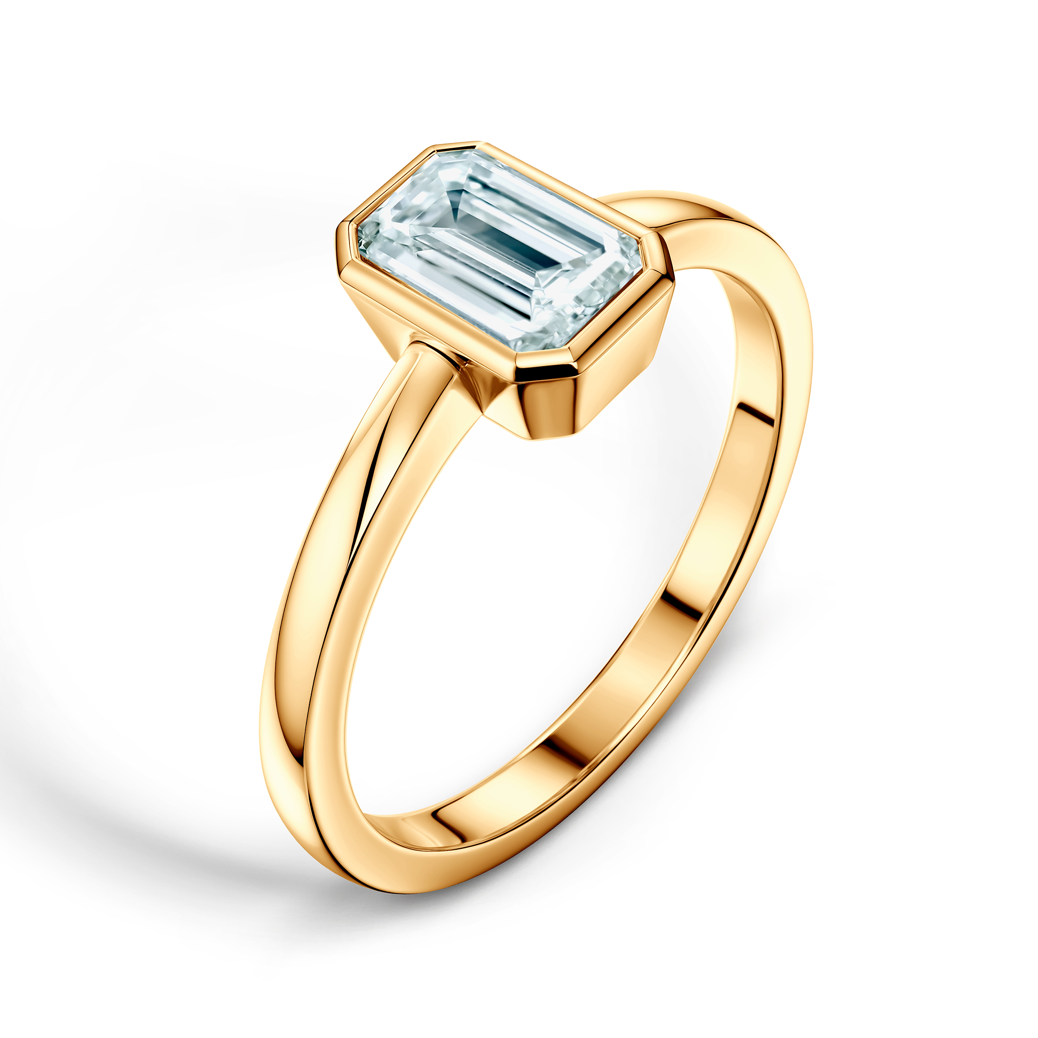 Pierścionek zaręczynowy Pure: złoty, diament w szlifie szmaragdowym - 4