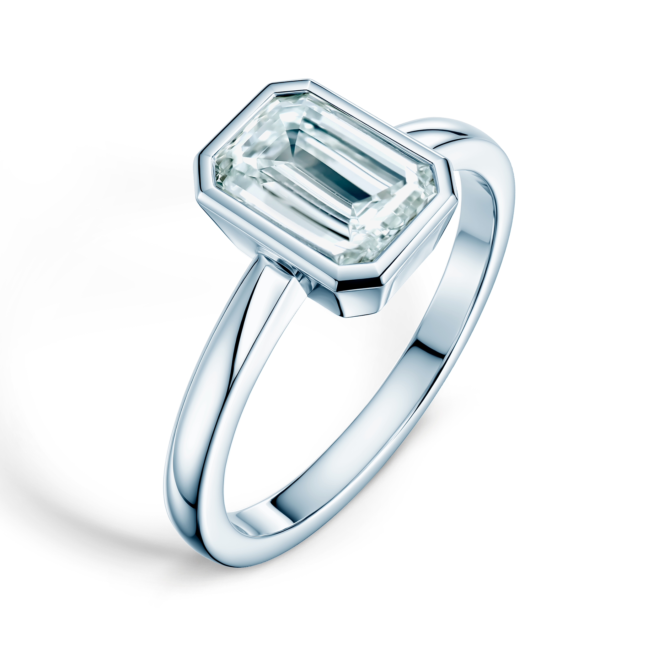 Pierścionek zaręczynowy Pure: białe złoto, diament w szlifie szmaragdowym - 4
