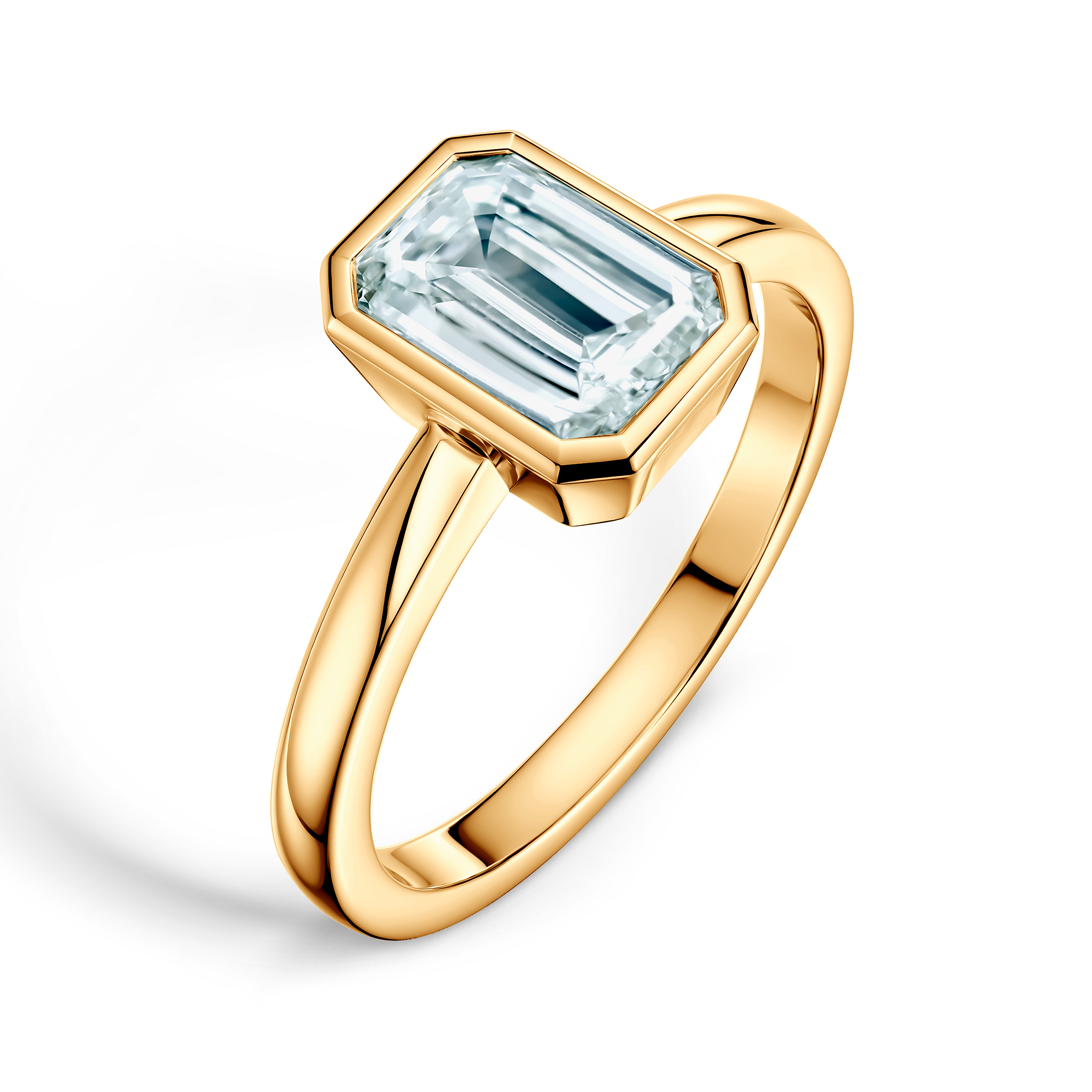 Pierścionek zaręczynowy Pure: złoty, diament w szlifie szmaragdowym - 4