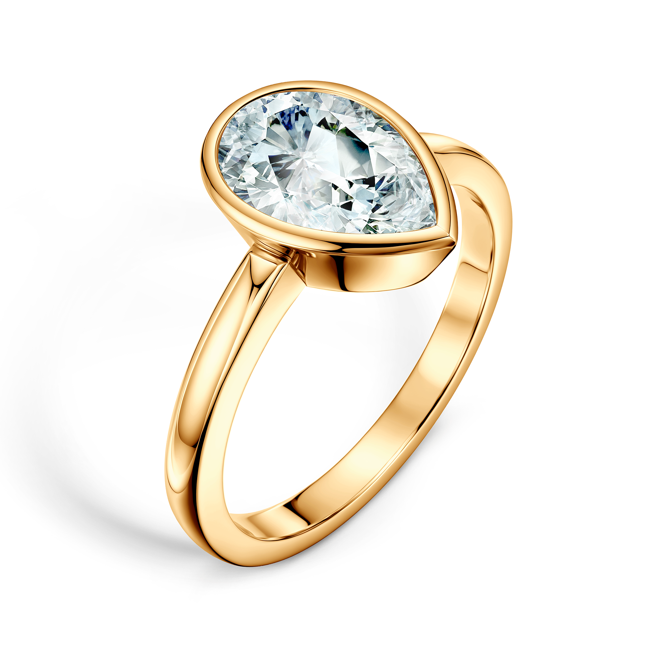 Pierścionek zaręczynowy Pure: złoty, diament w szlifie łezka - 4